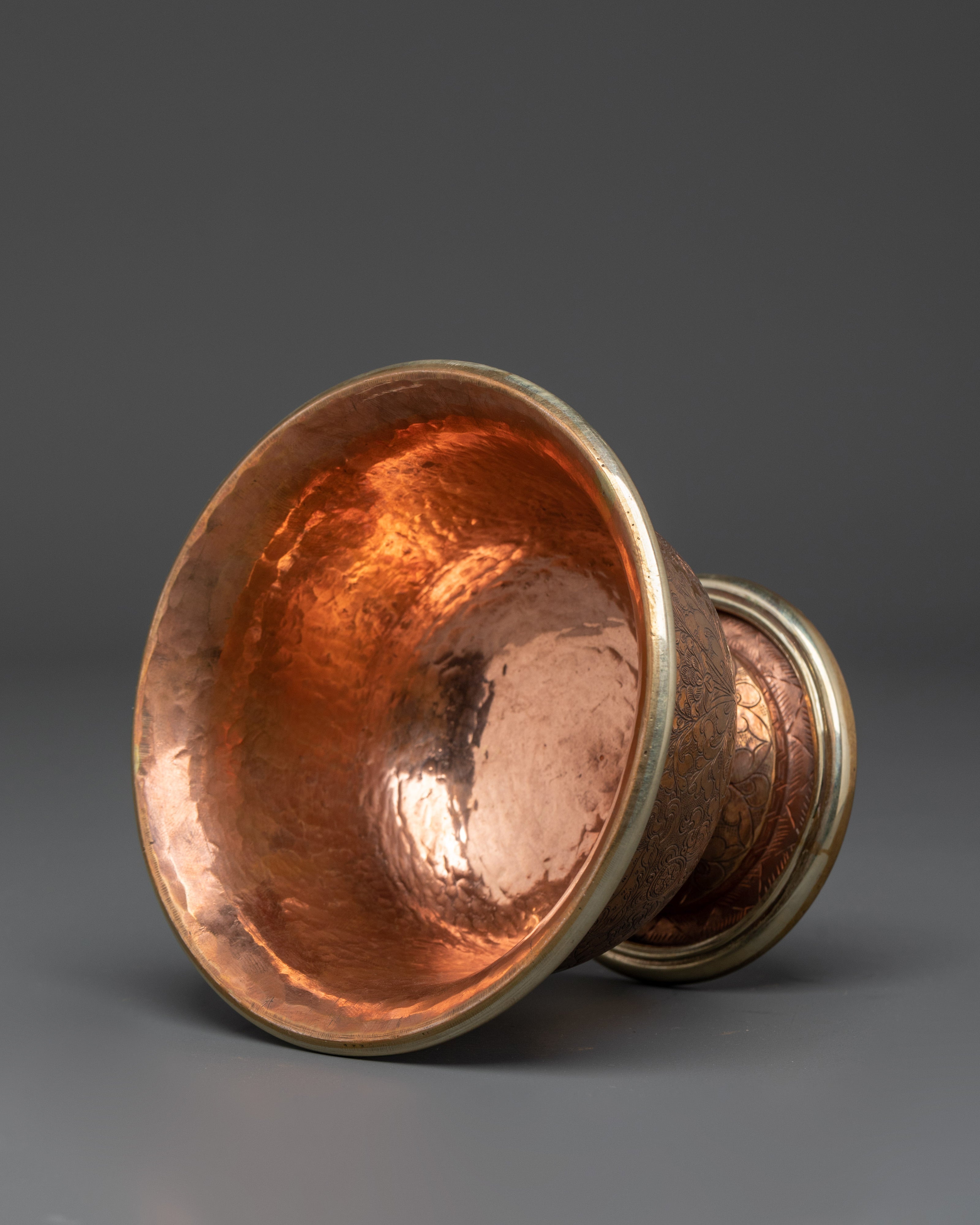 Handcrafted Copper Offering Bowls Set | Ritual Tools for Buddhist Altar