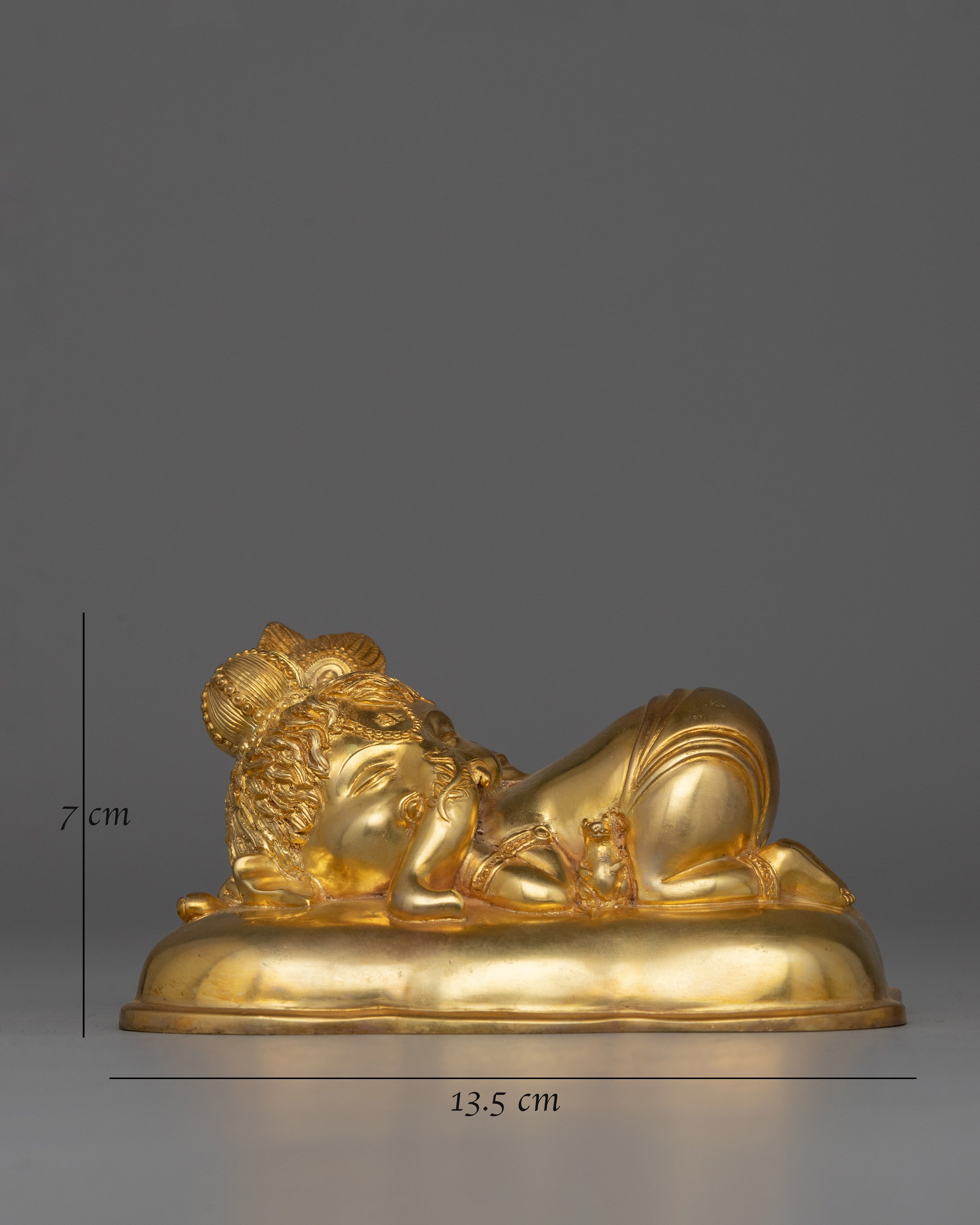 Elegant Gold-Plated Ganesha Statue | Sleeping Ganesh Sculpture