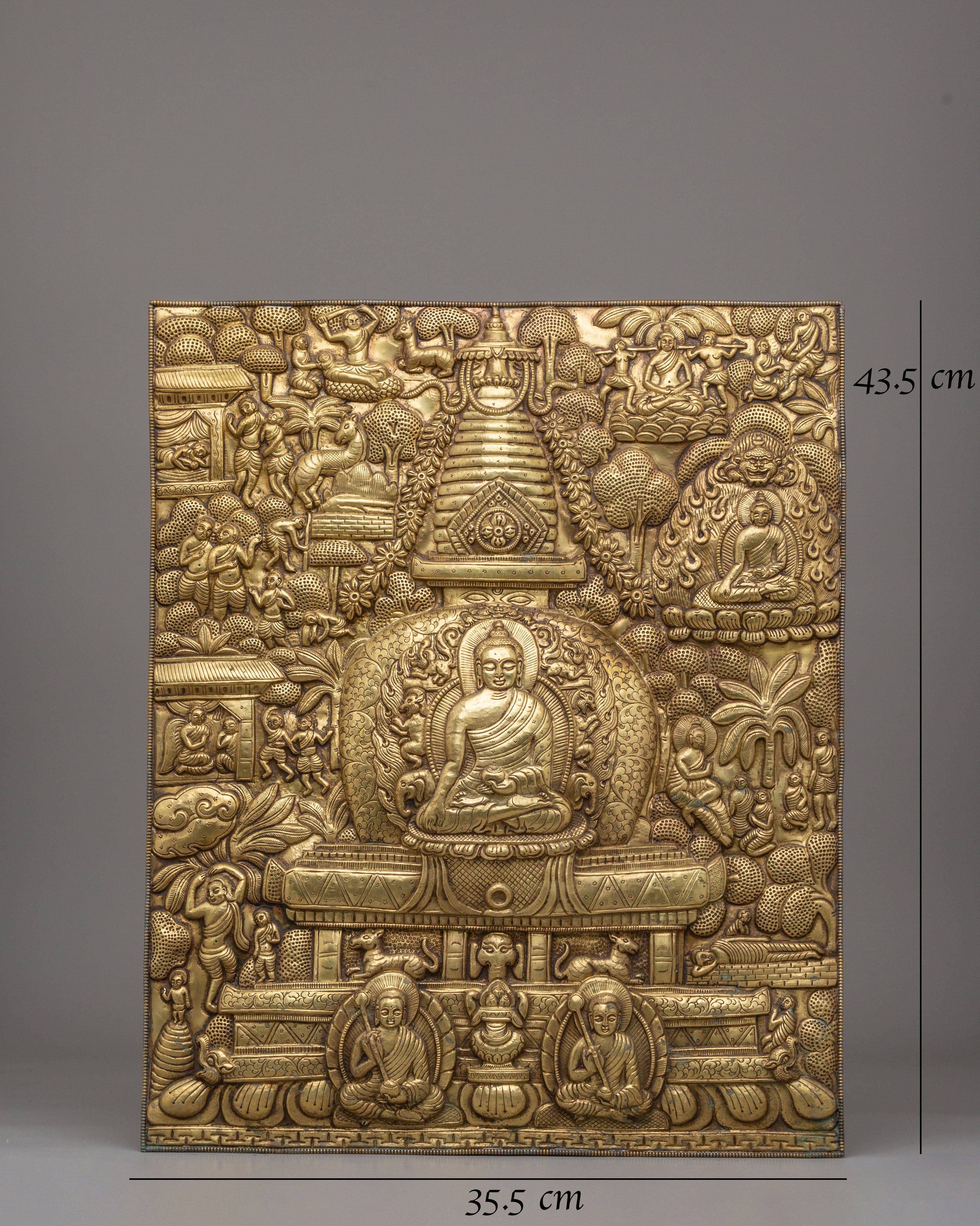 Handcrafted Buddha's Life Wall Hanging | Brass Wall Decor with Disciples