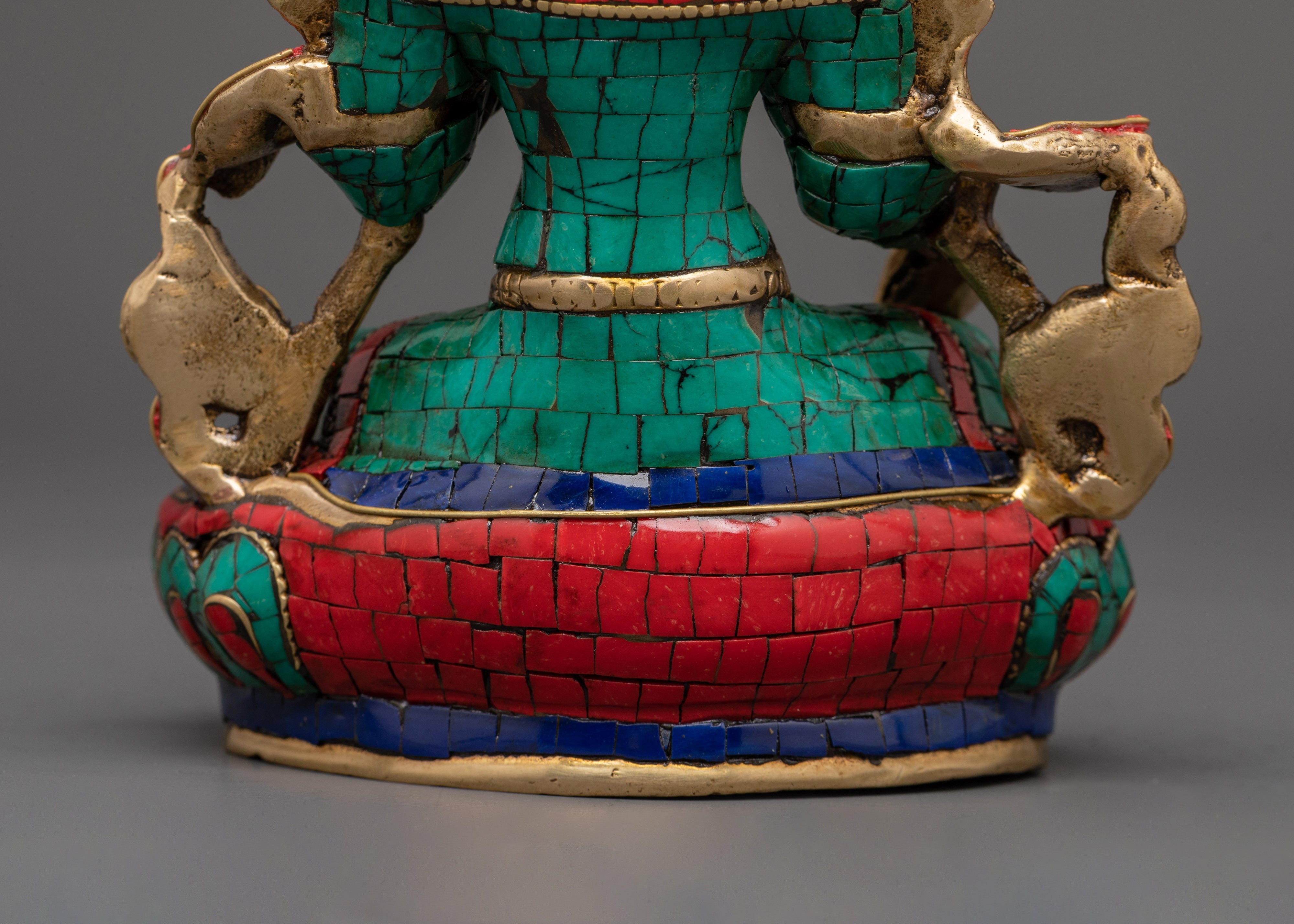 Green Tara Brass Handmade Statue | Tibetan Goddess Art