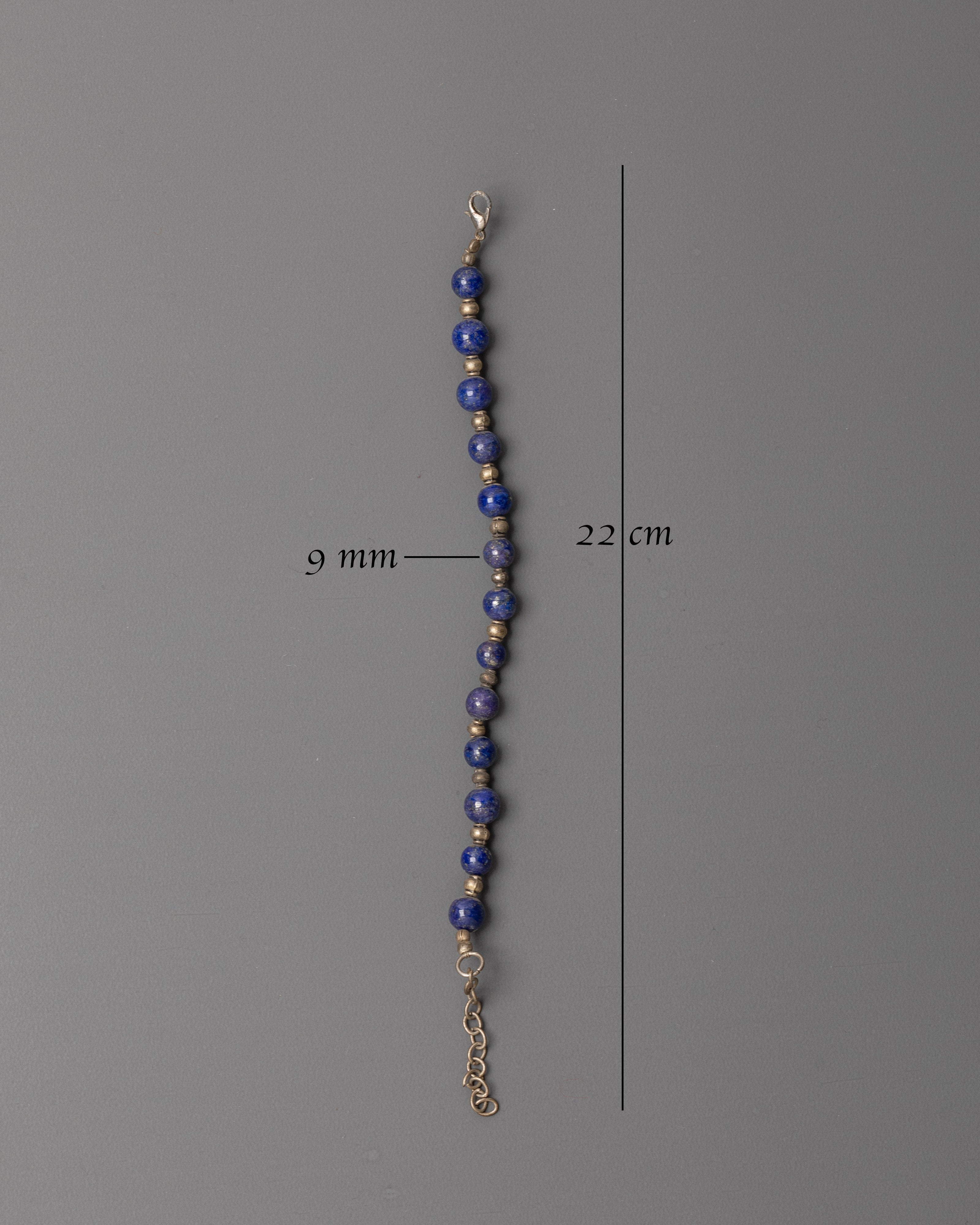 Elegant White Metal Chain Bracelet | Blue Lapis Lazuli Beaded Jewelry