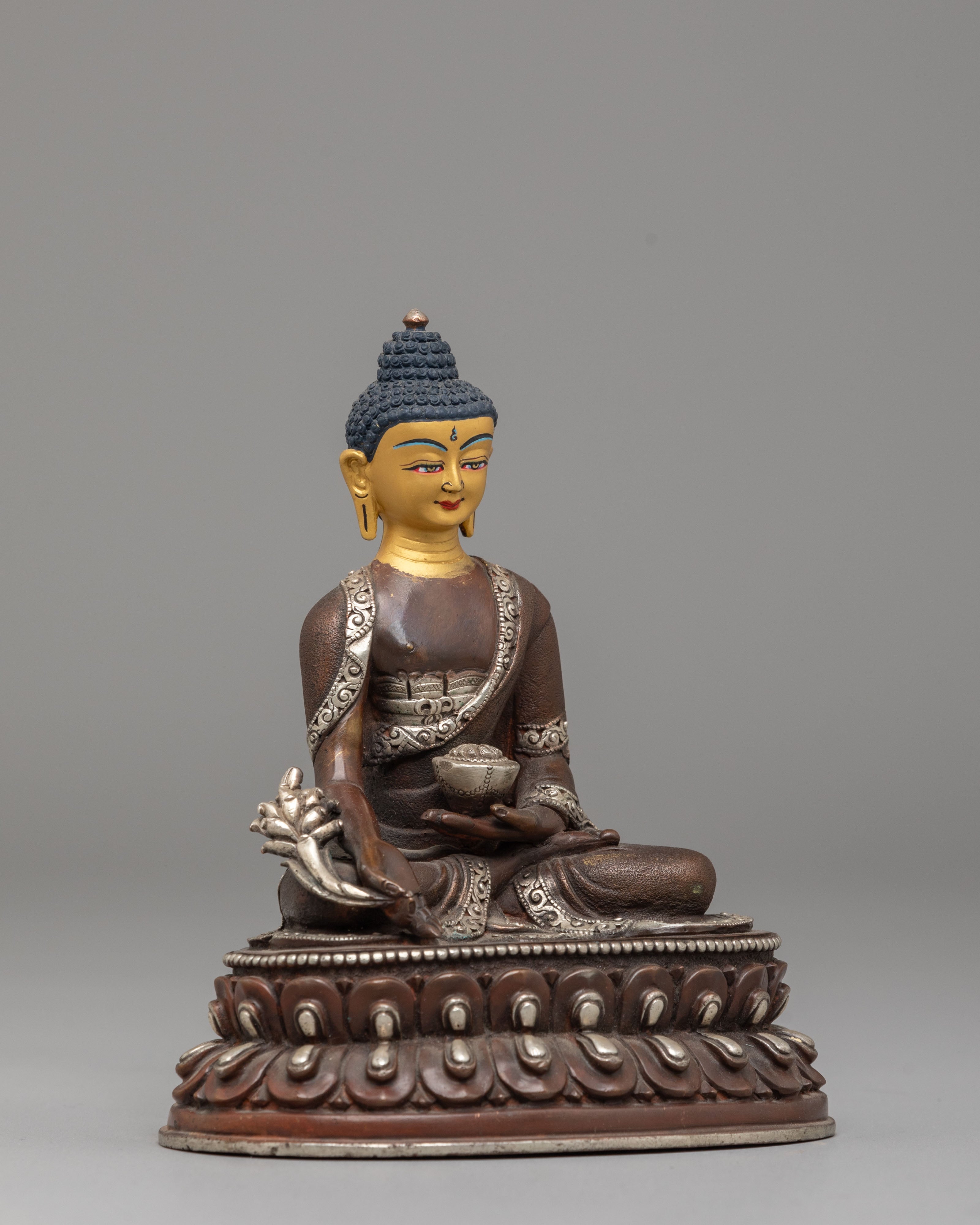 Handcrafted Tibetan Medicine Buddha Sculpture | Copper Buddhist Statue