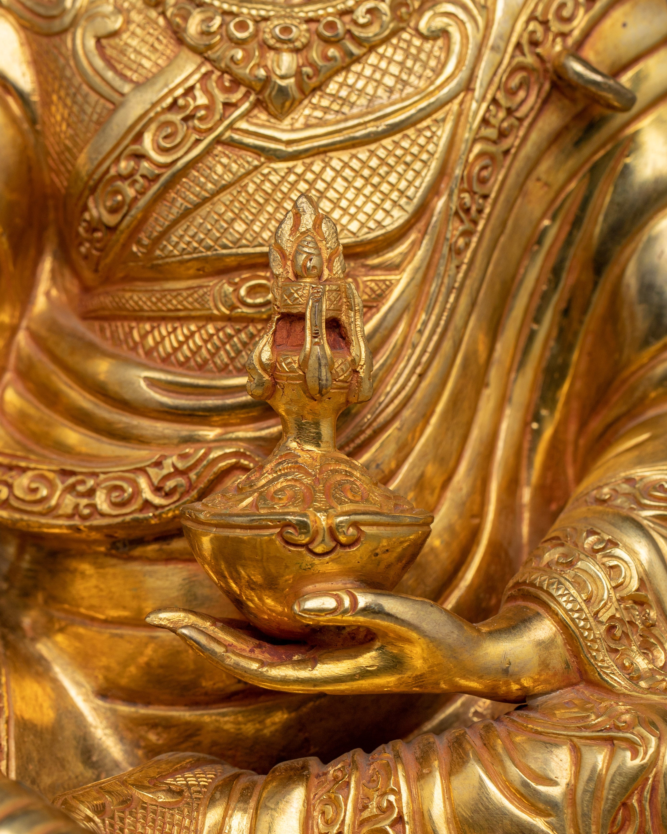 Guru Rinpoche Statue in Copper | Sacred Shrine Decor from Nepal