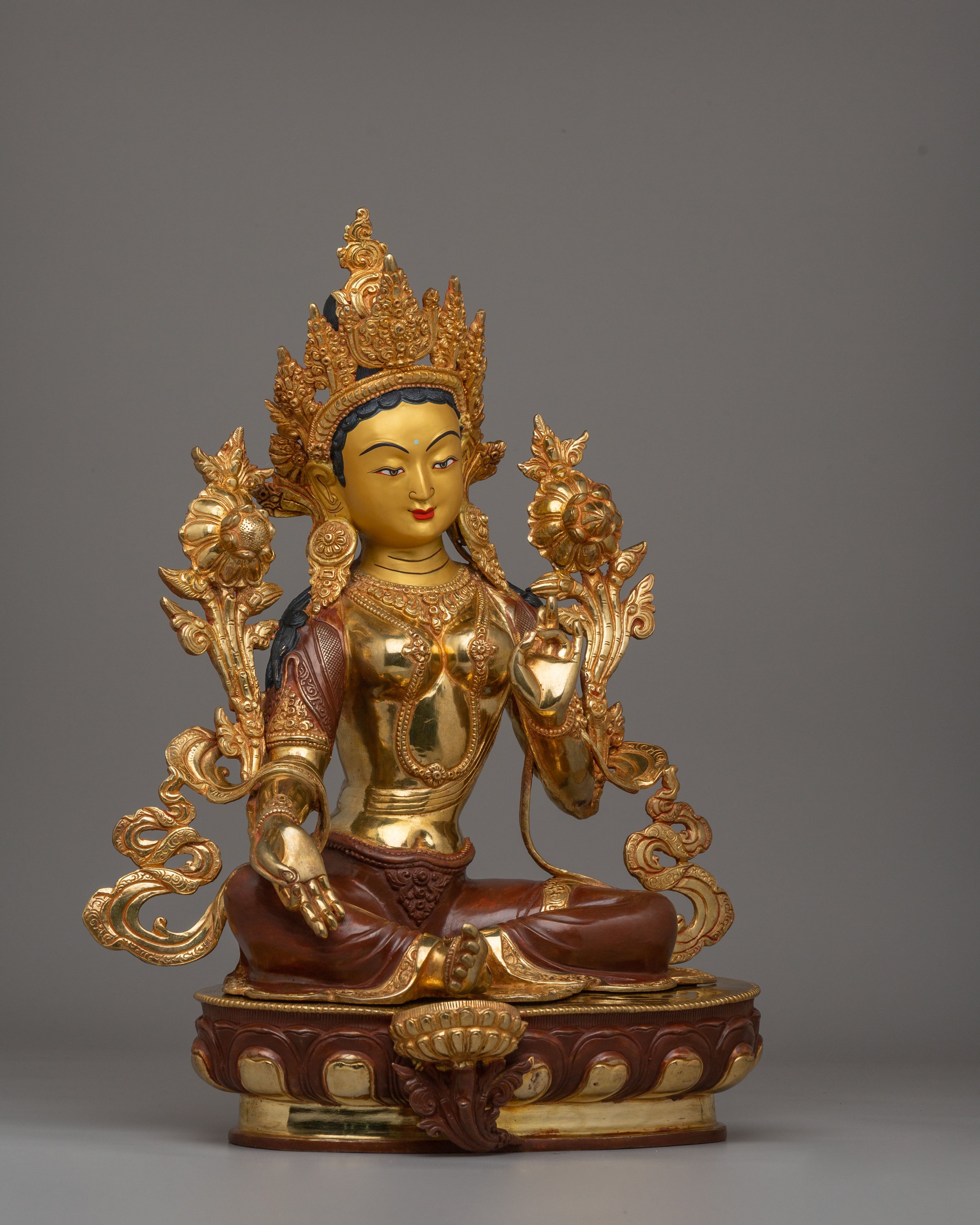 Green Tara Statue of Love and Compassion | Sacred Tibetan Artwork
