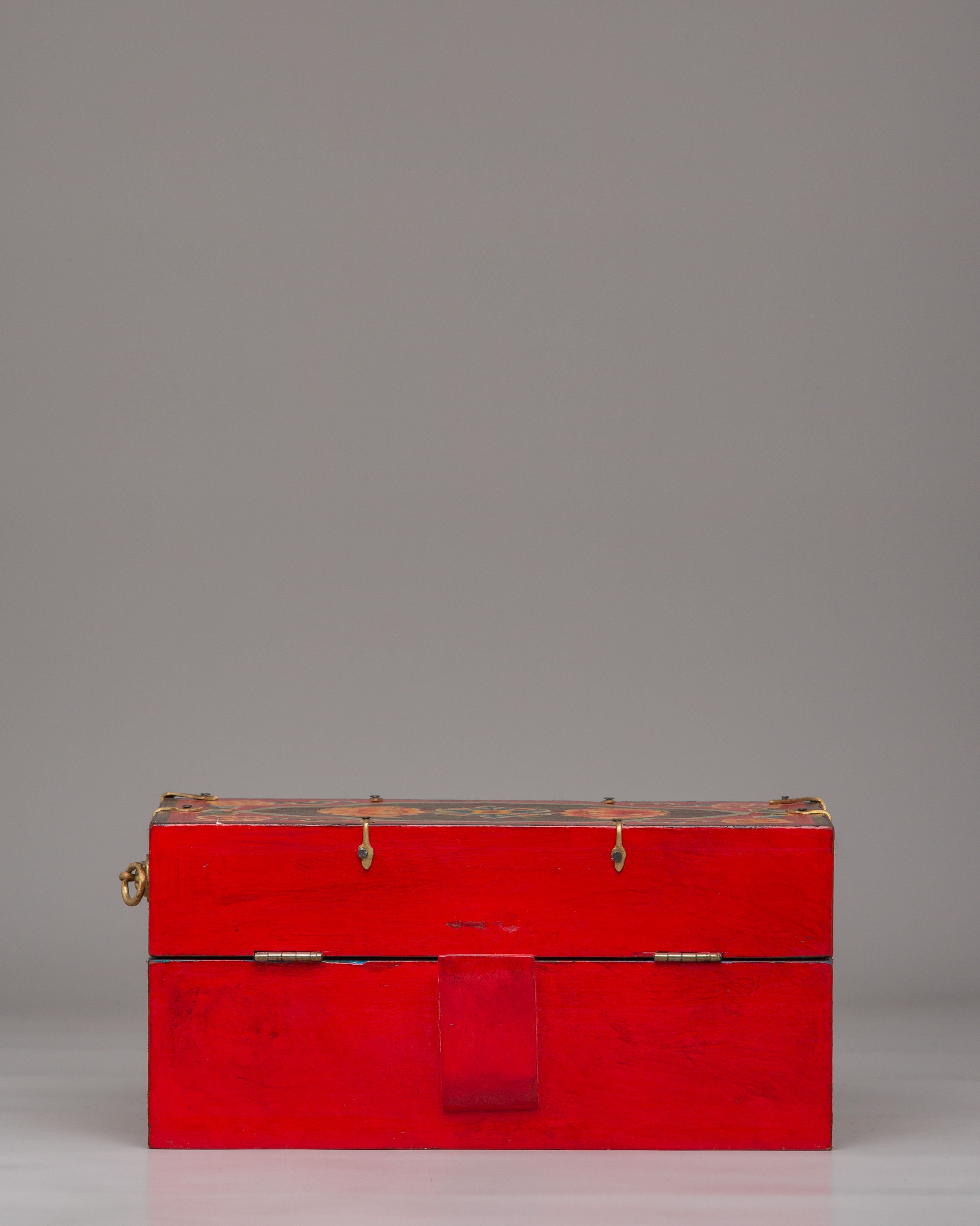Spiritual Handcrafted Tibetan Altar Box with Deity Statues
