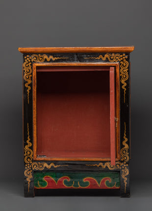 Handcrafted Tibetan Wooden Cabinet | Intricate Handcarving