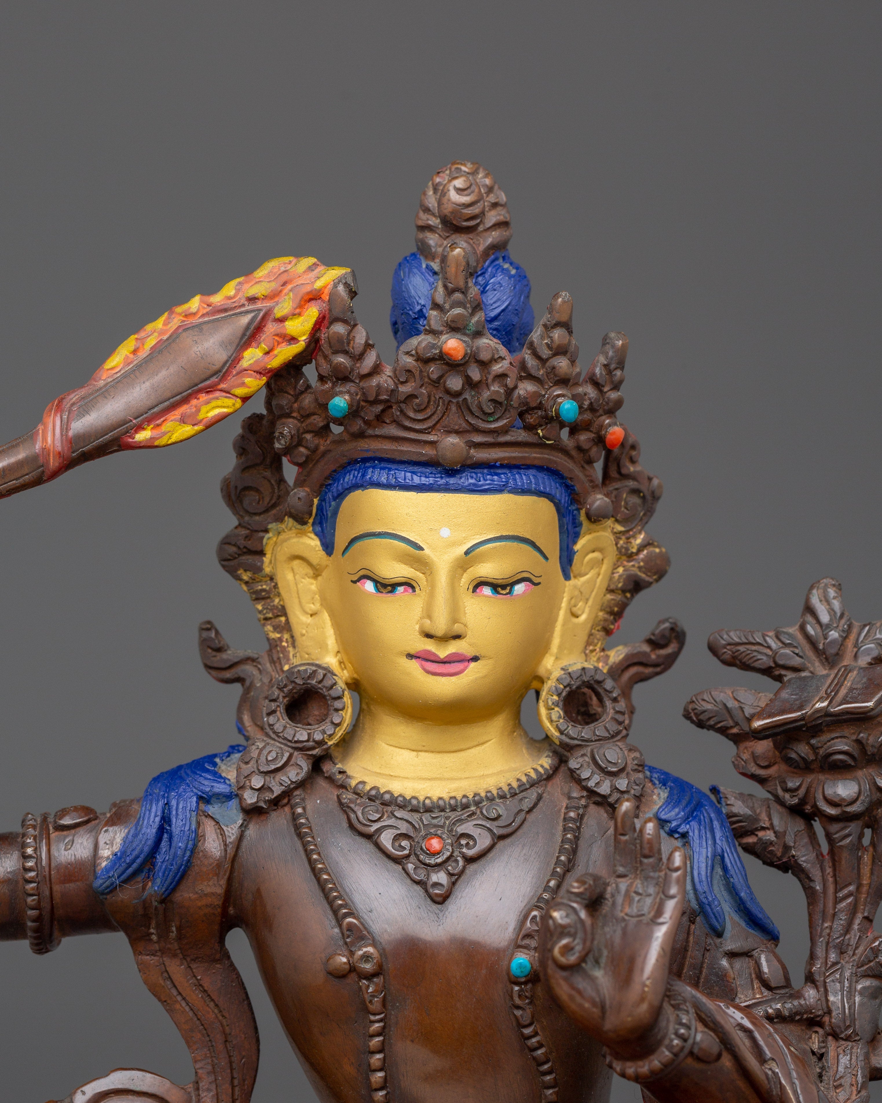 Copper Manjushri Statue: The Bodhisattva of Wisdom