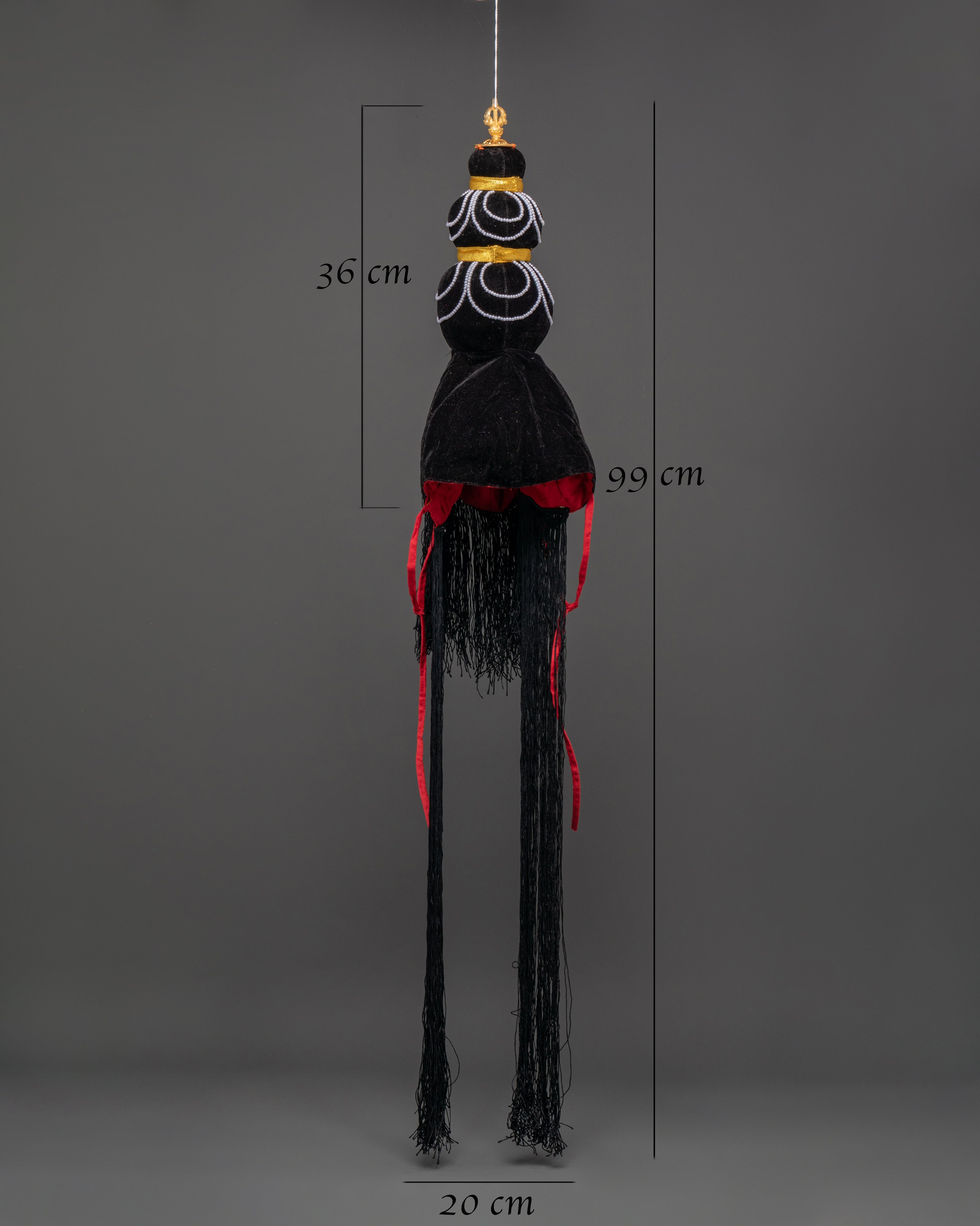 Traditional Black Vajrayana Crown | Headdress for Monastic Ceremonies