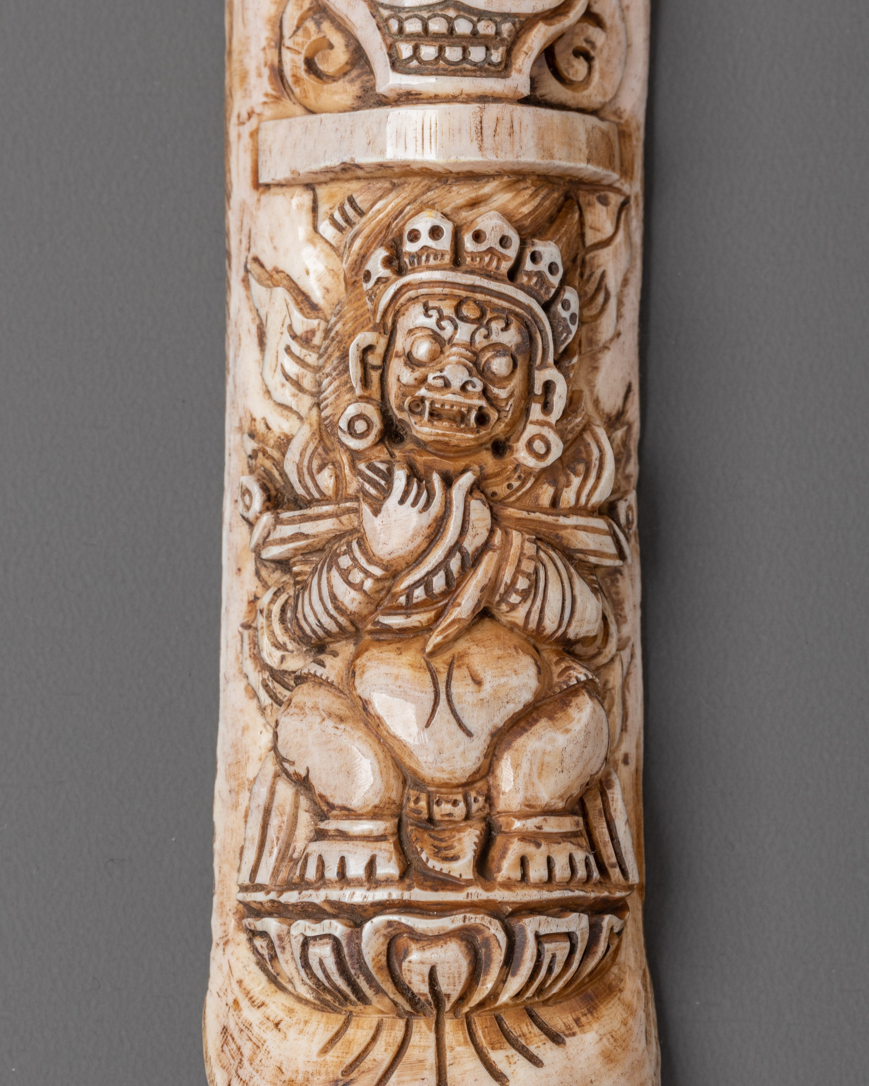 Shakya Mahakala Bone Carving | Tibetan Buddhist Decor