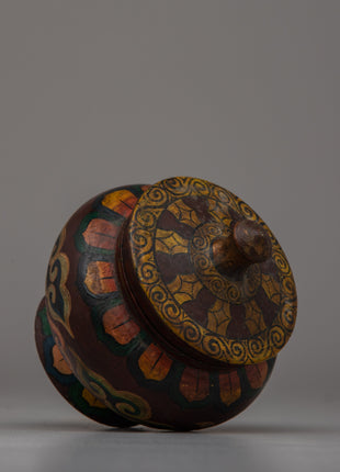 Buddhist Decorative Pot | Handcrafted Wooden Pot for Sacred Spaces and Rituals