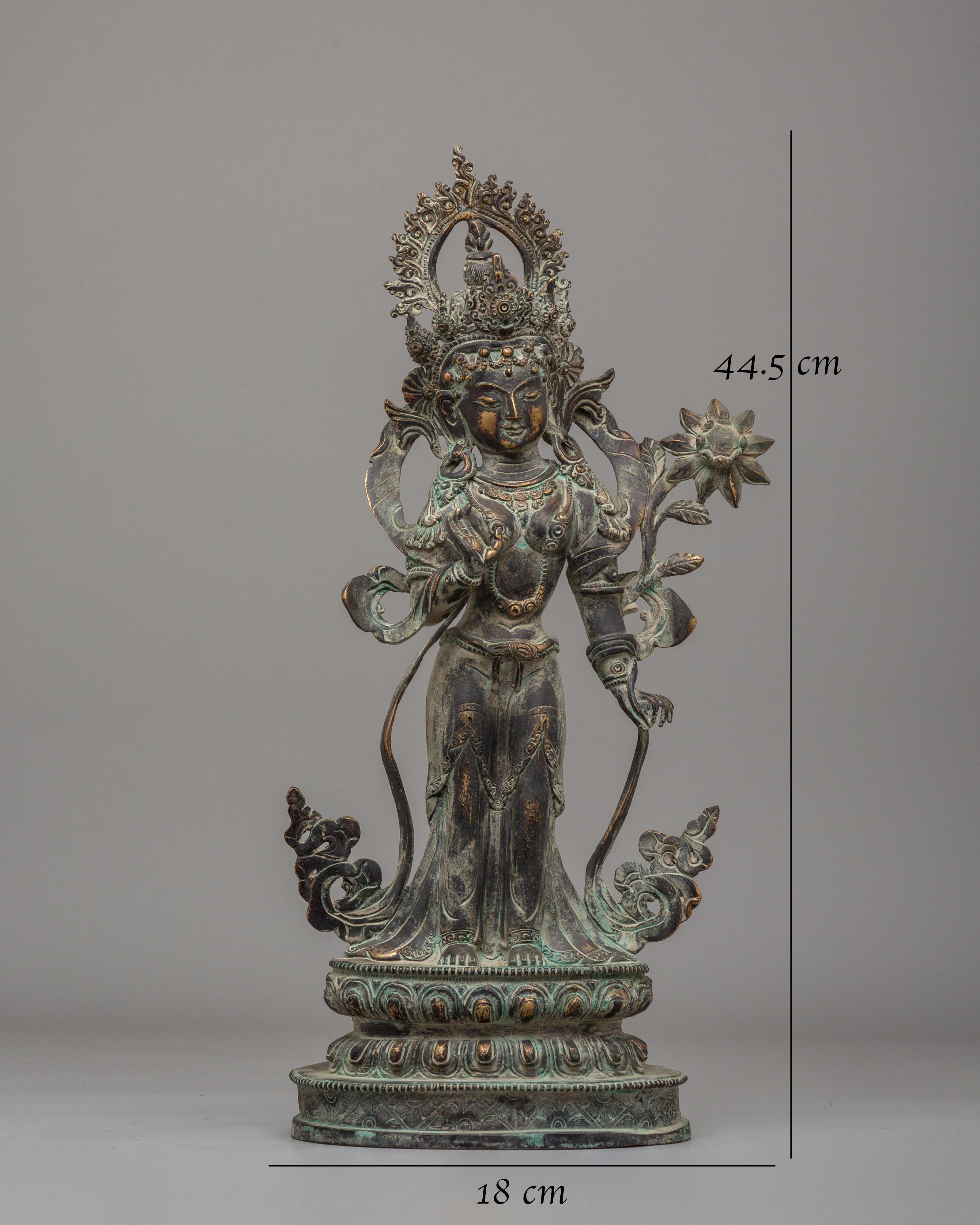 Standing Green Tara Figurine | Traditional Himalayan Art