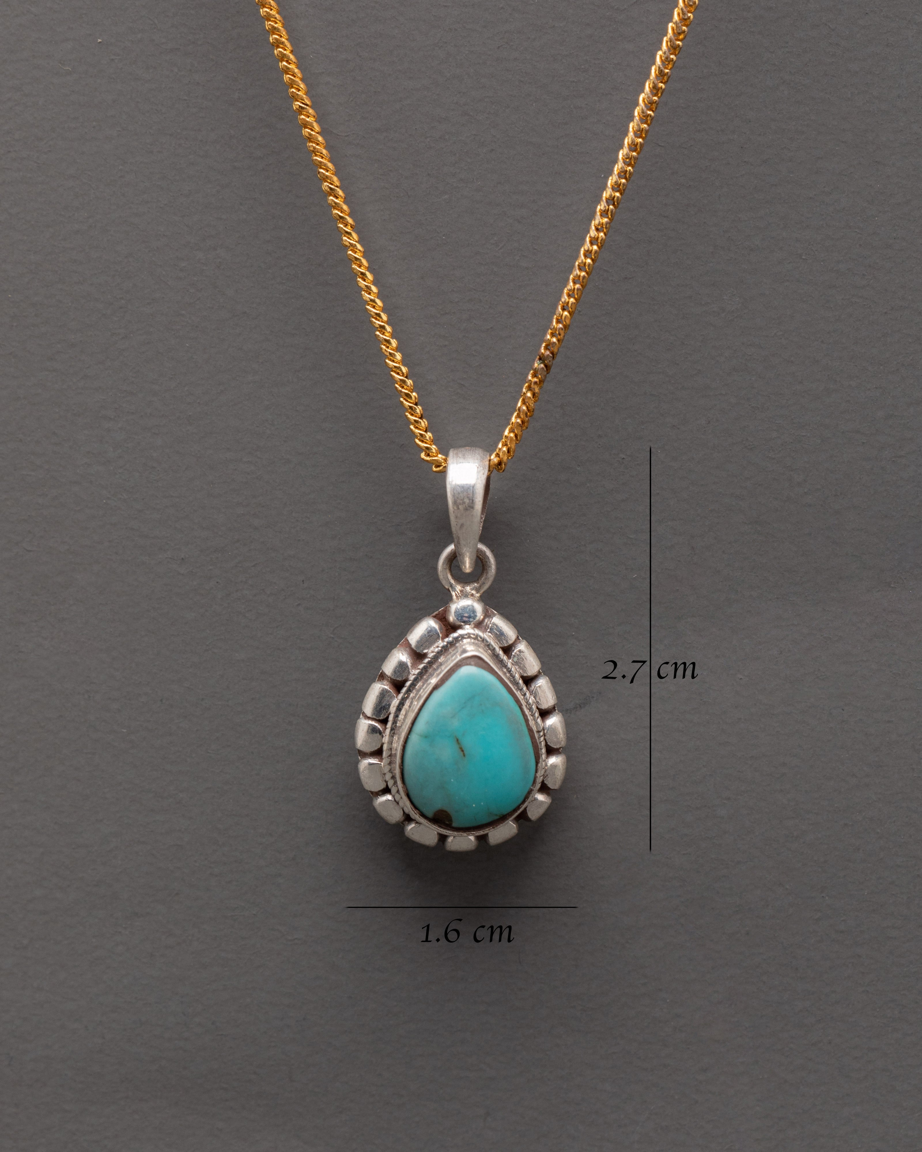 Teardrop Turquoise Pendant | Handmade Charm with Artificial Healing Stone