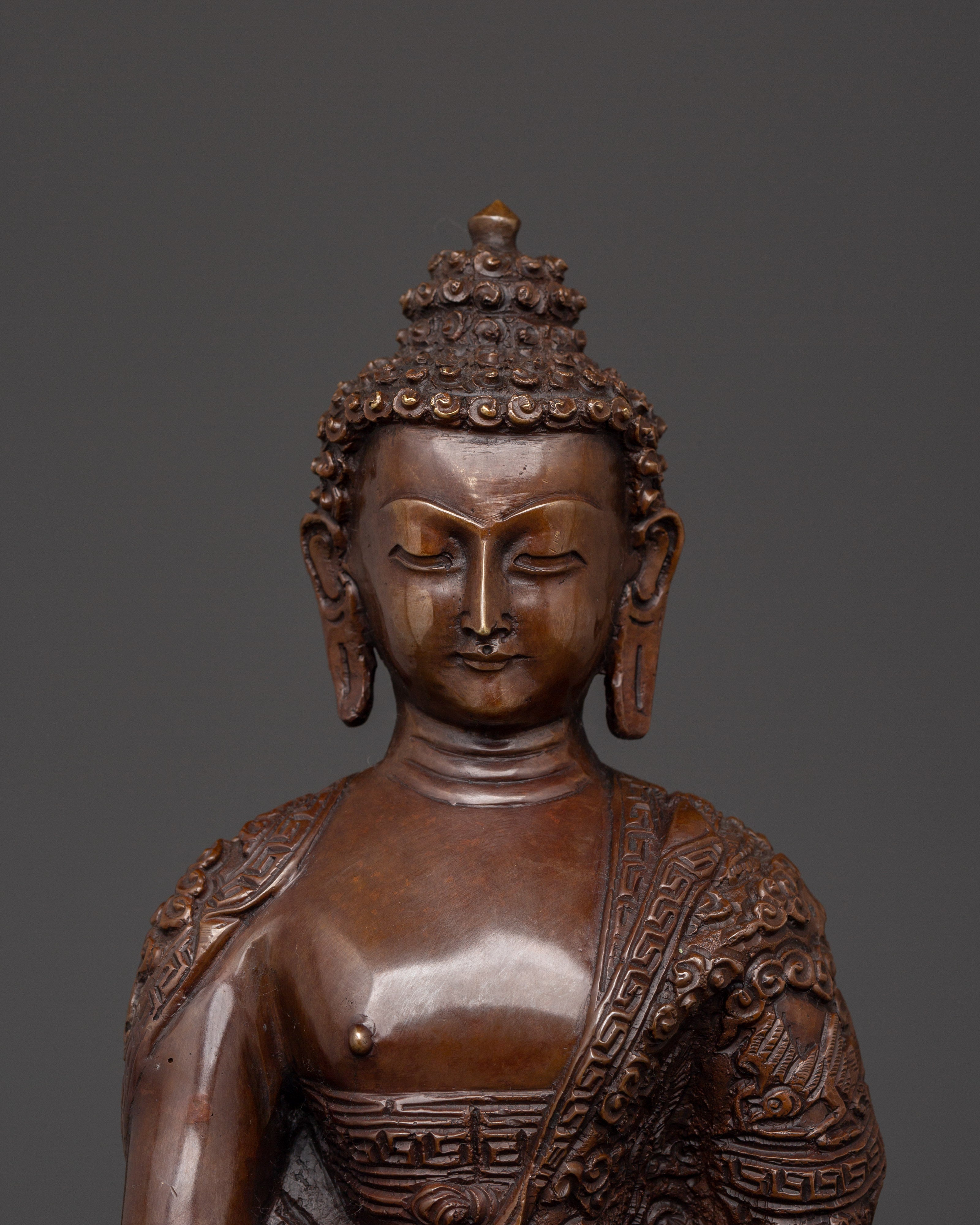 Shakyamuni Buddha Meditation Statue | Handcrafted Oxidized Copper Figurine