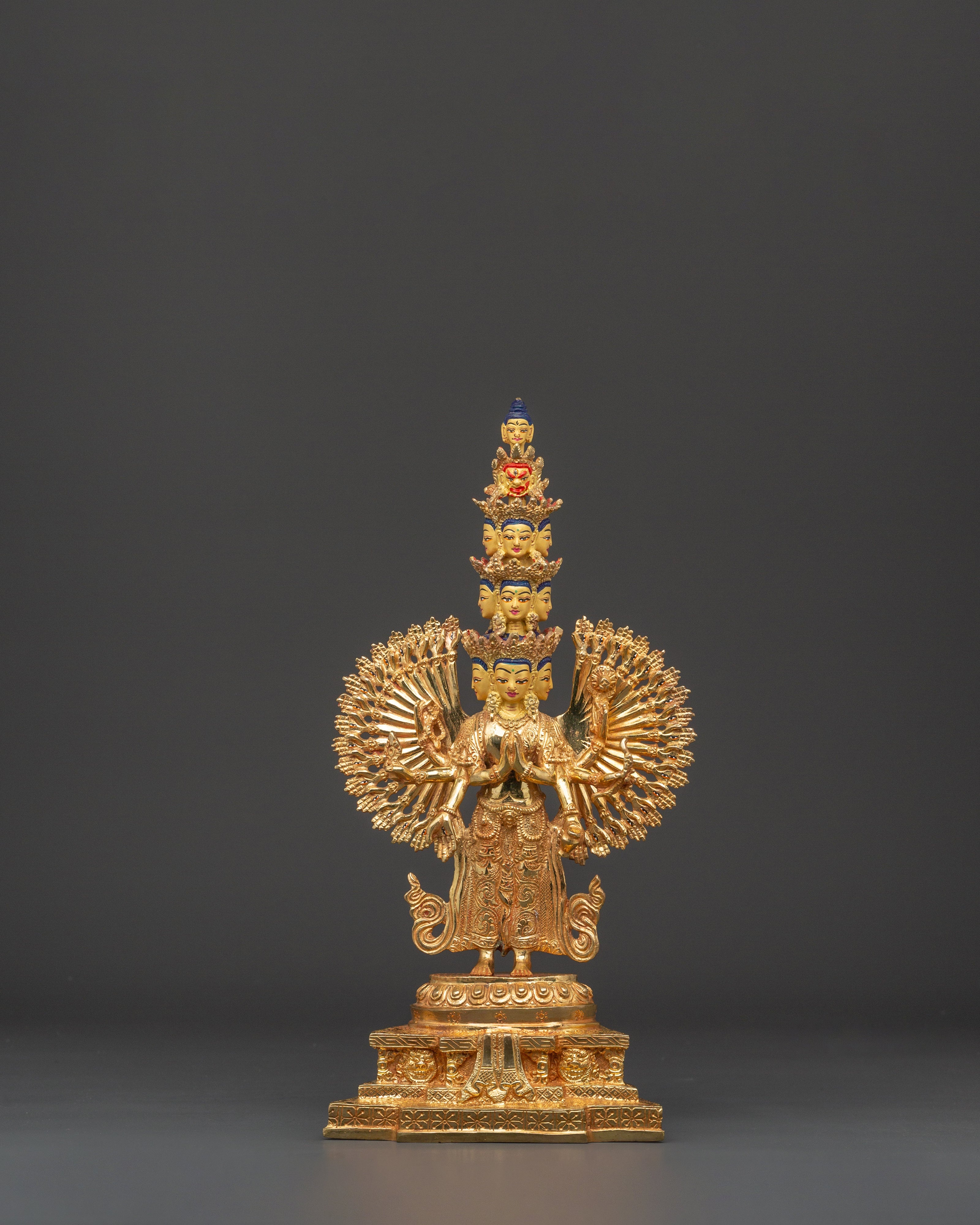 Gold Plated Thousand Armed Chenrezig | Bodhisattva Statue