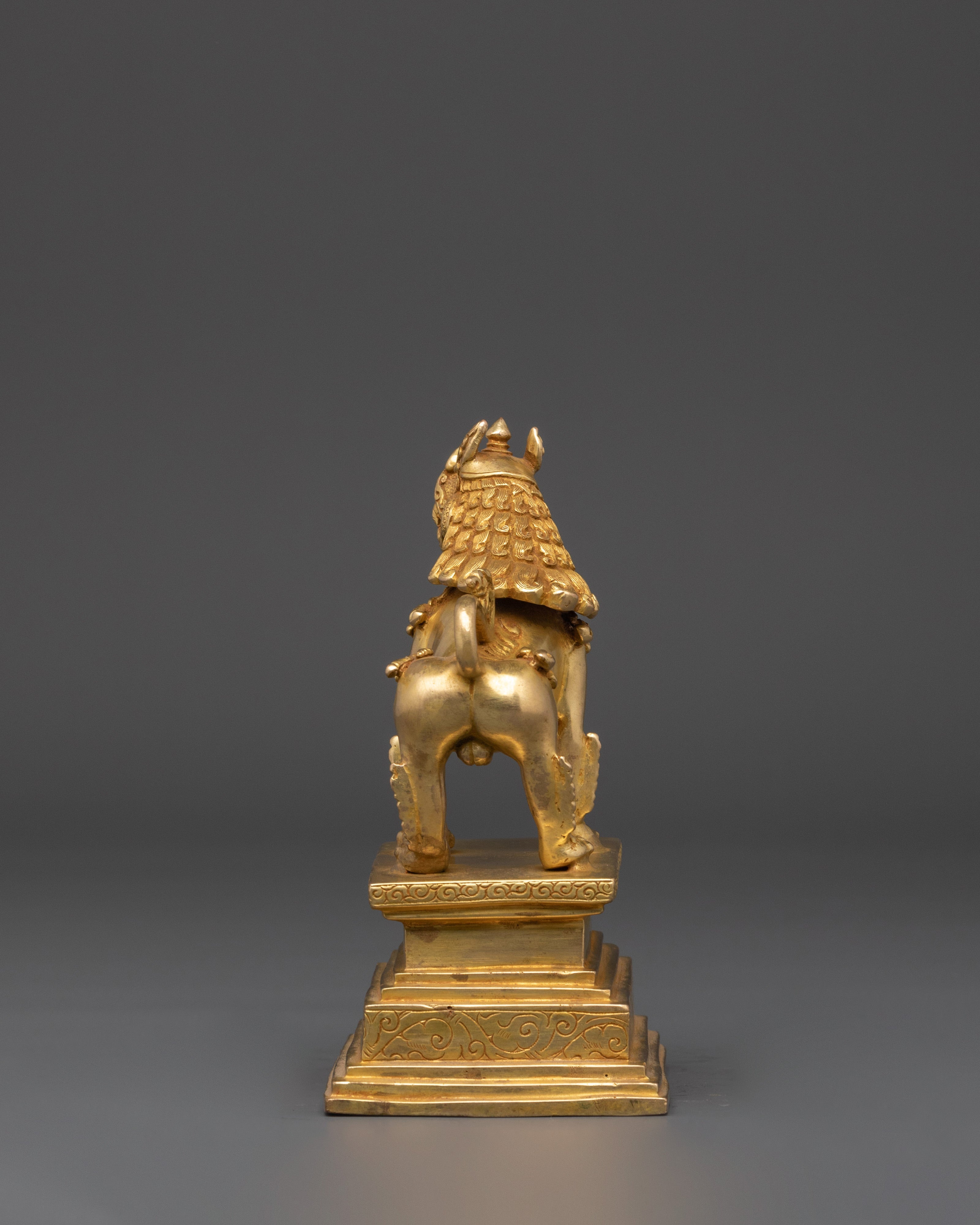Gold Plated Lion Statue Set | Set of Two Temple Guardians