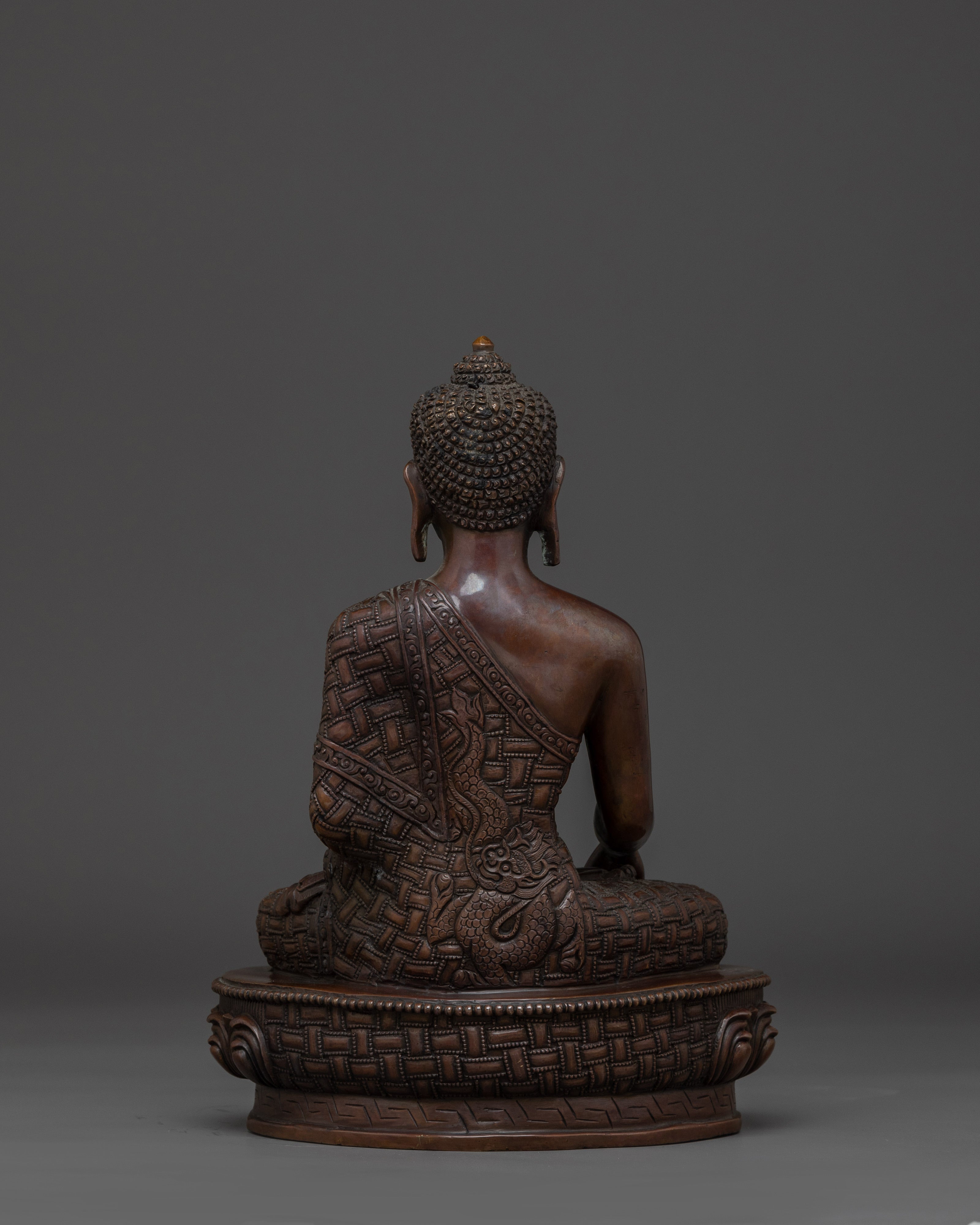 Shakyamuni Buddha Statue in Oxidized Copper | Mindful Spaces & Meditation Practice