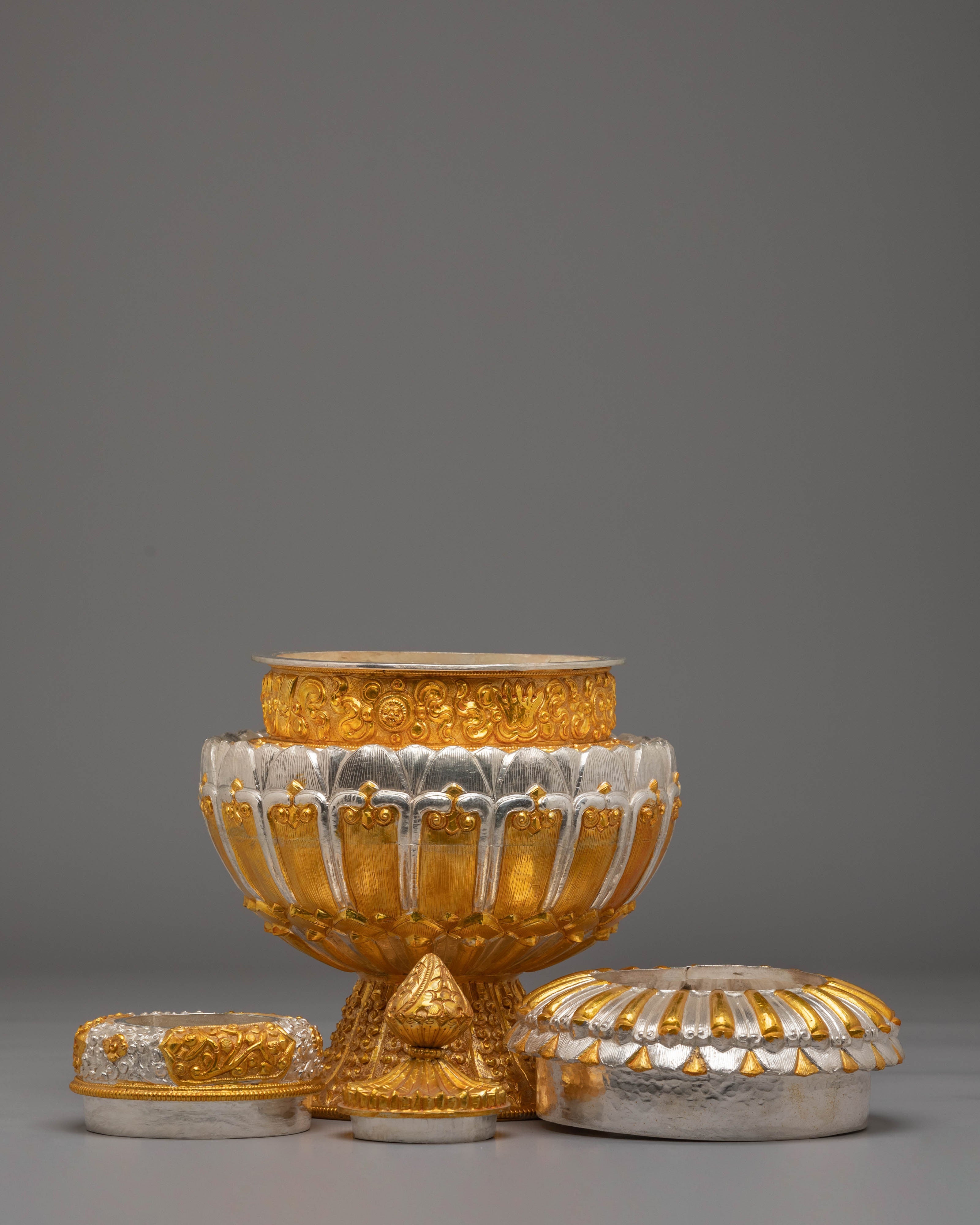 Handmade Tibetan Ritual Rice Pot | Spiritual Decor for Altar