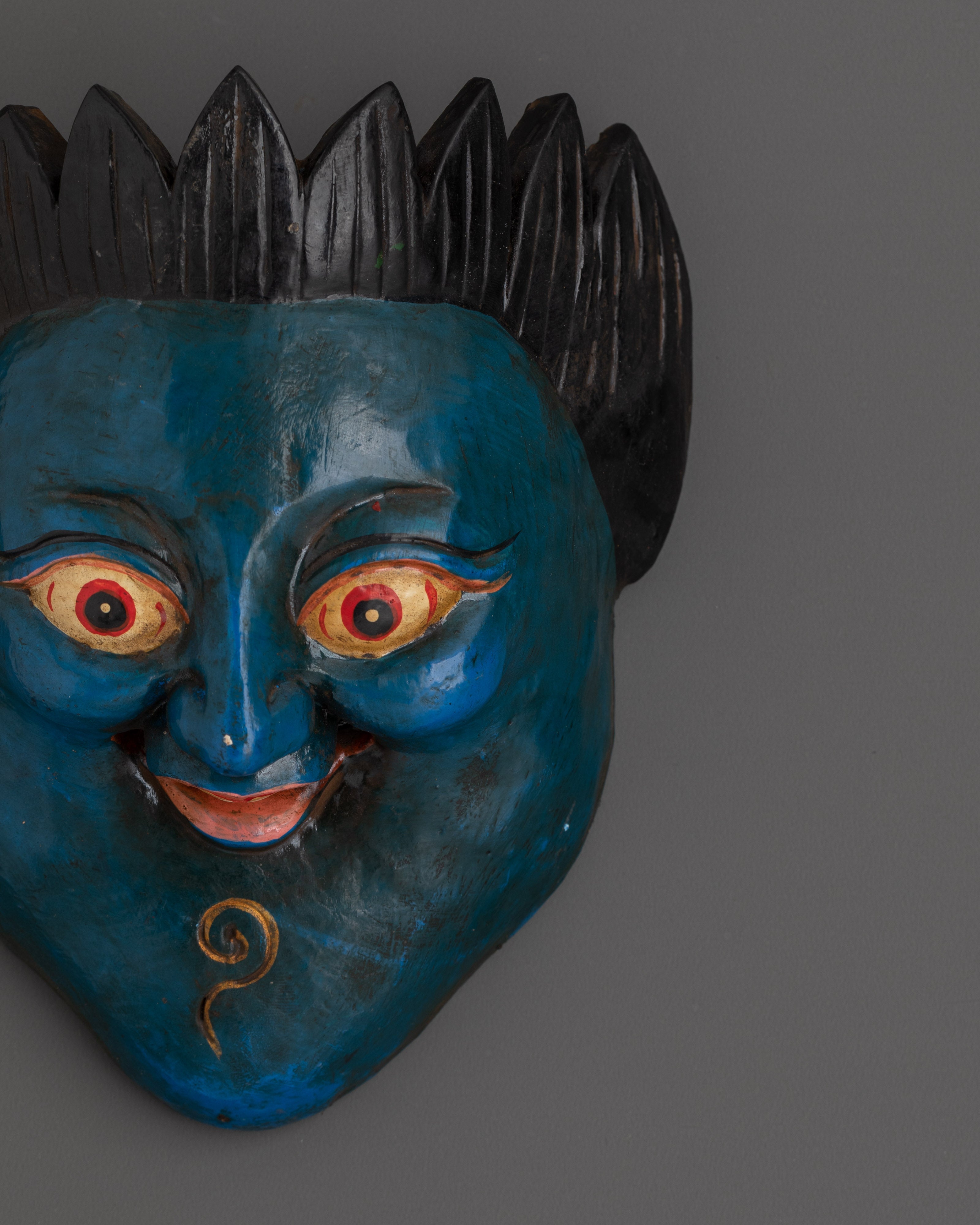 Folk Art Wooden Mask | Handcrafted Painted Wood Wall Decor