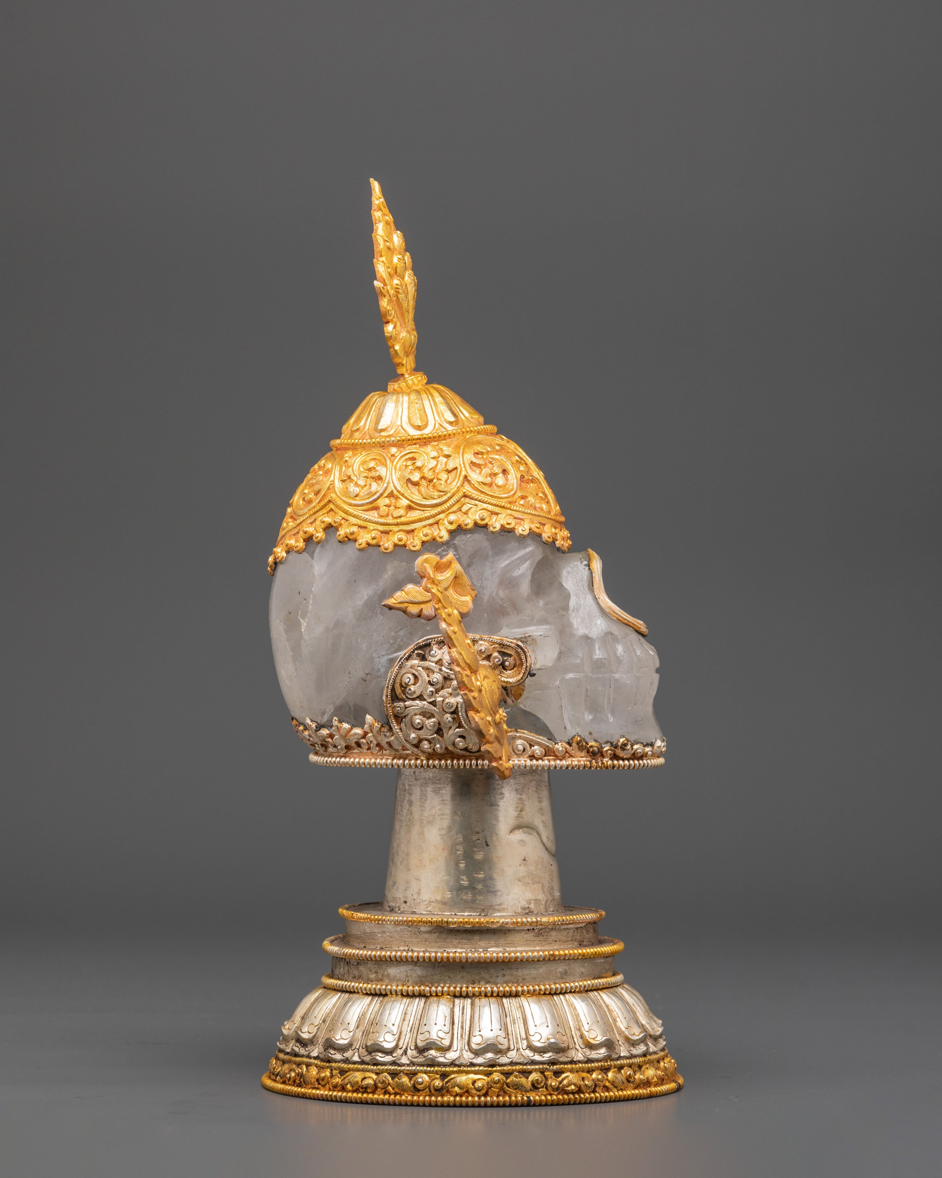 Crystal Skull Head for Decor | Crystal Skull with Gold and Silver Plating