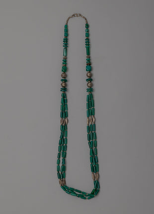 Gemstone Necklace with White Metal 