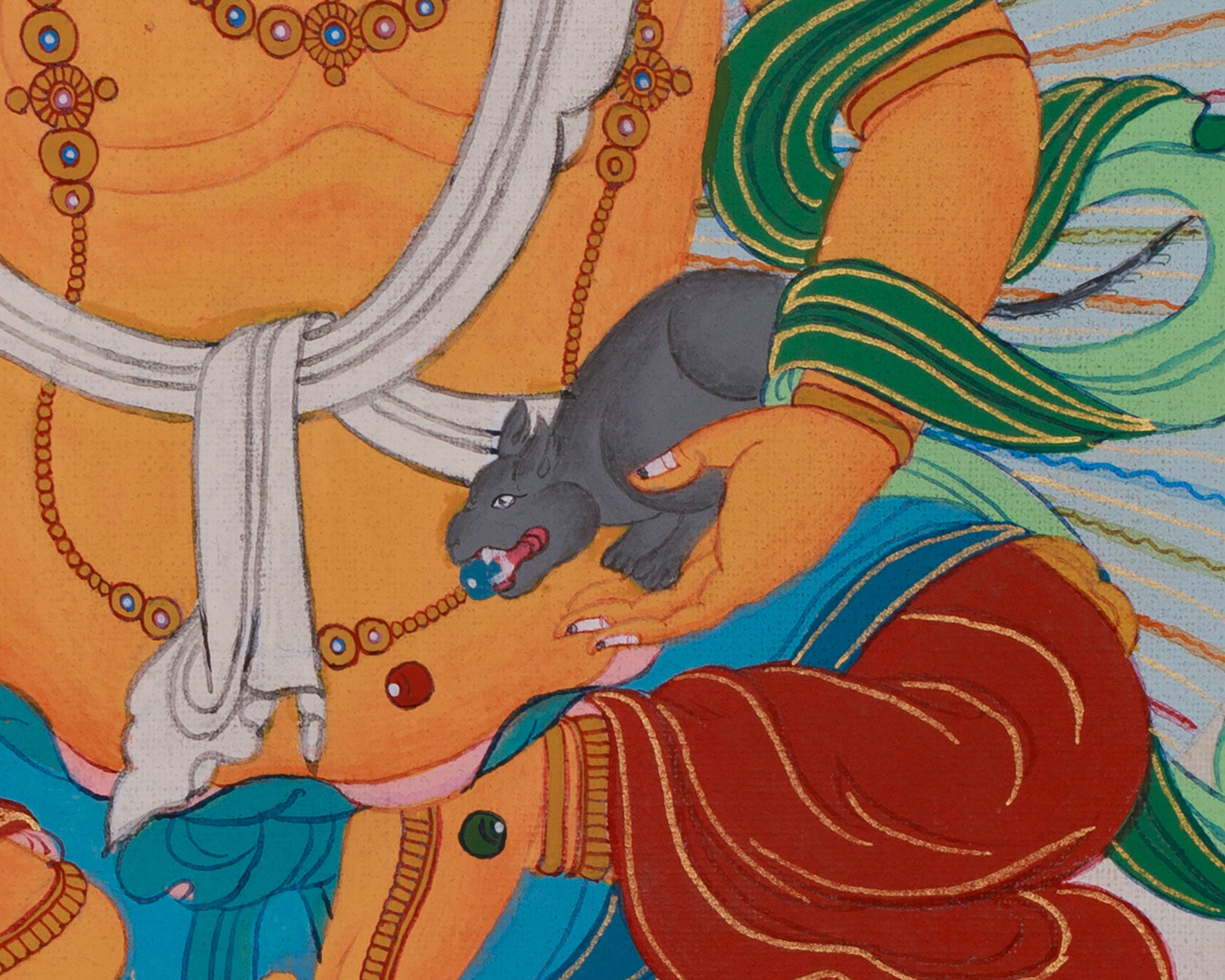 The God of Wealth, Dzambhala Thangka | Buddhist Deity of Prosperity