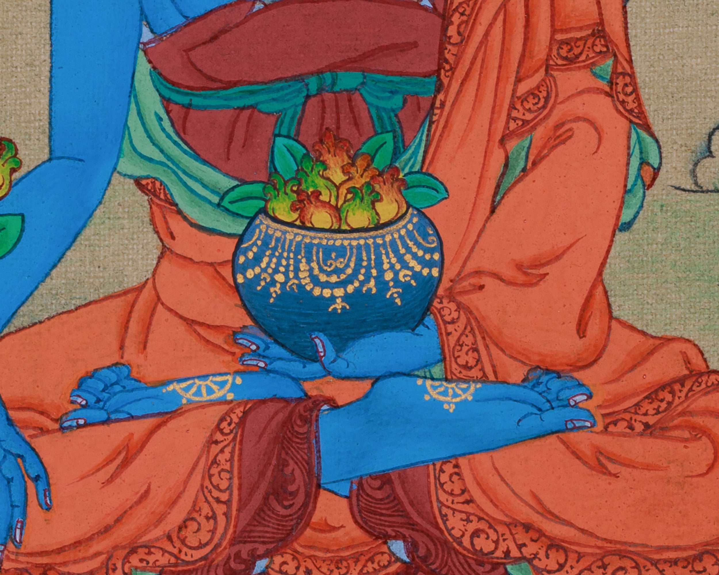 Master of Healing, Medicine Buddha Thangka | With Lapis Lazuli Body