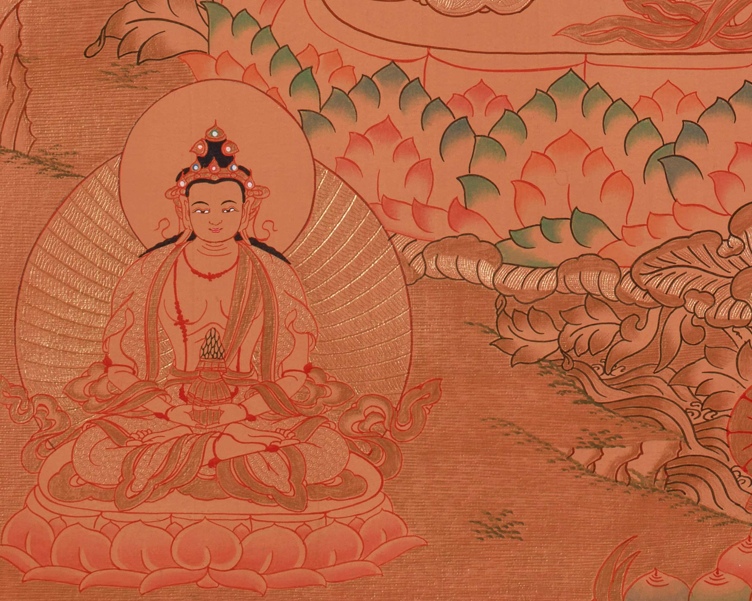 Tibetan White Tara Thangka | Wall Hanging Meditation and Yoga Art
