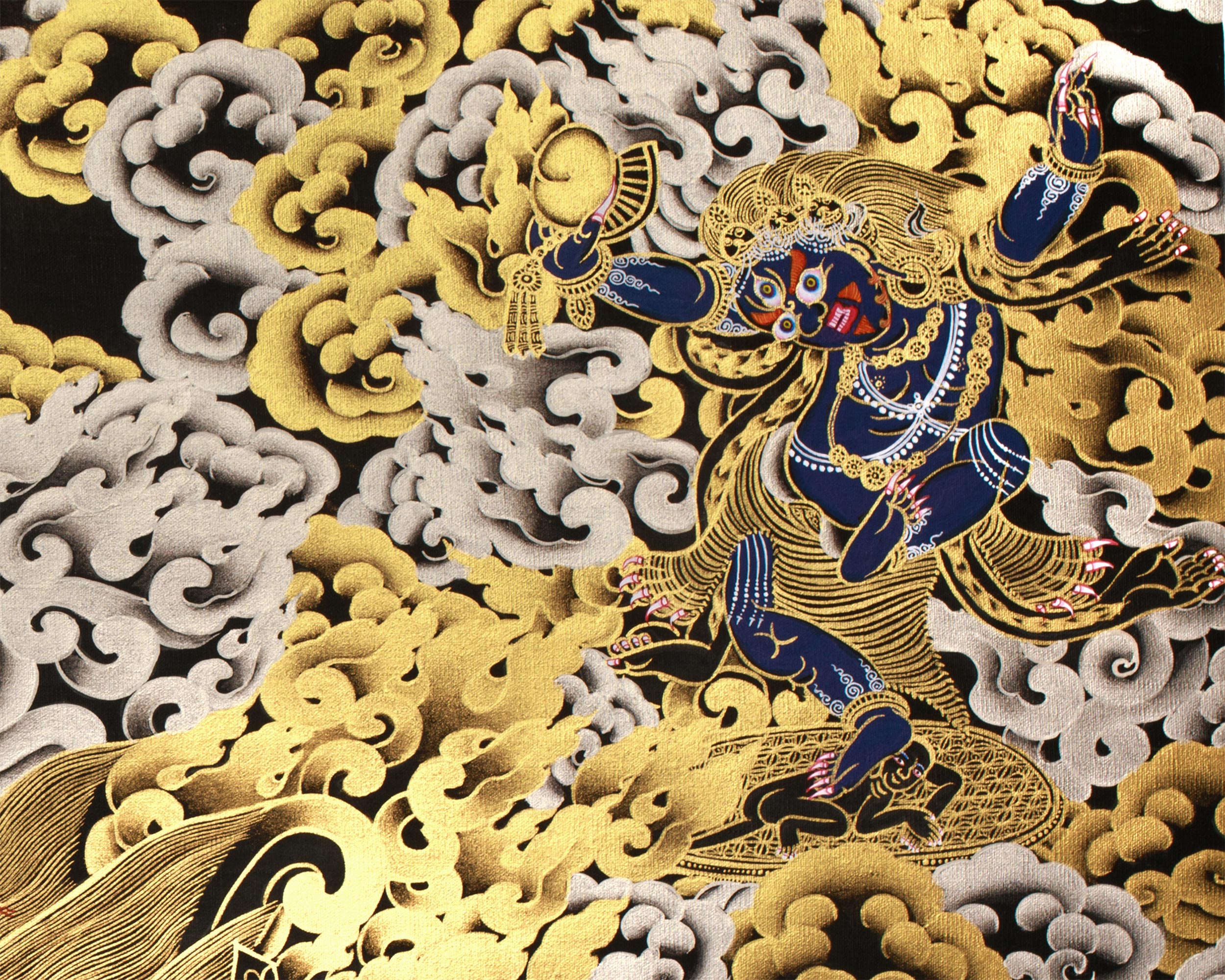 Fierce Guardian Mahakala | Pure Silver & Gold Embellishments | The Ultimate Protector of the Dharma