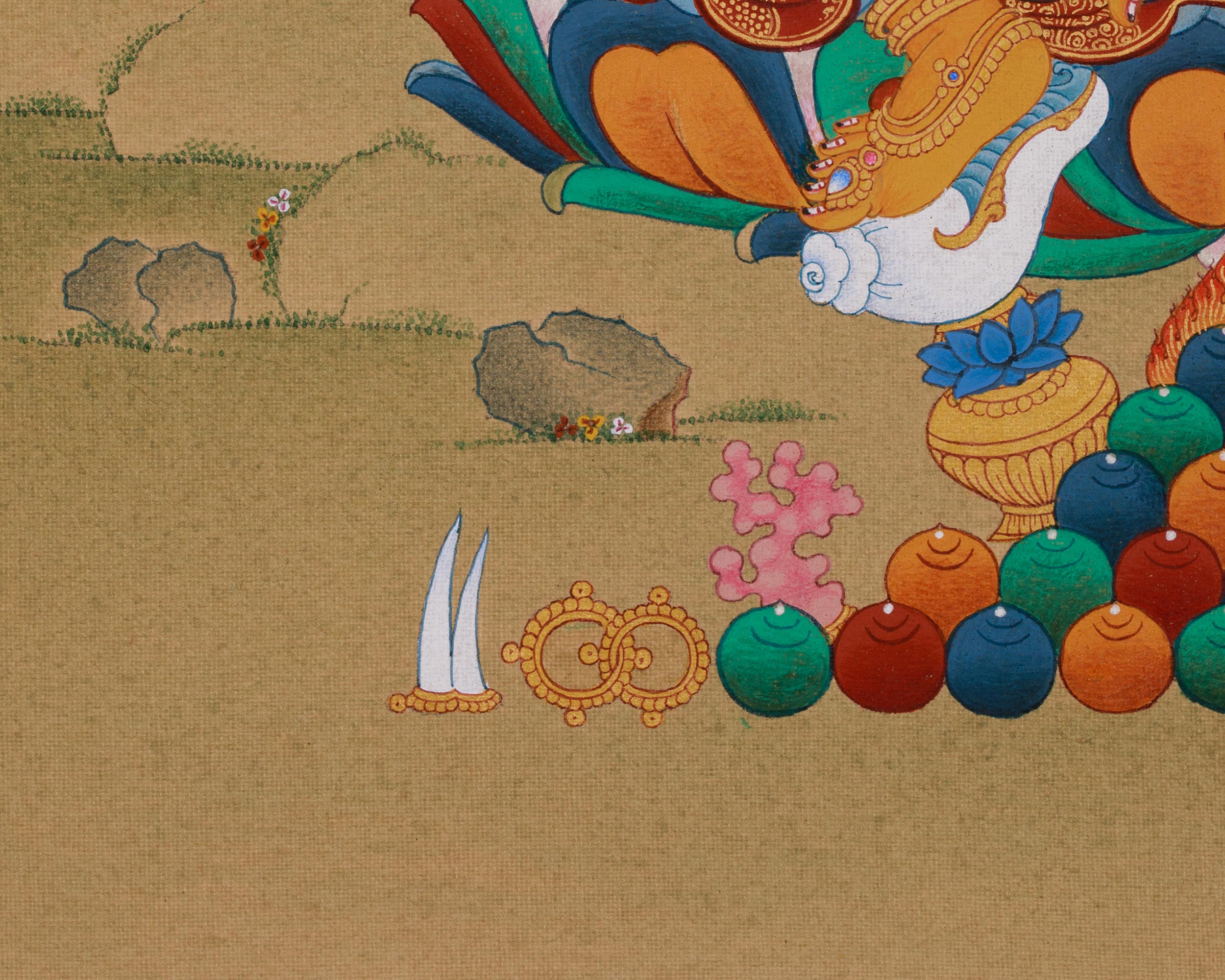 Sacred Thangka of Dzambhala with Ratnasambhava | Buddha of Wealth and Wisdom