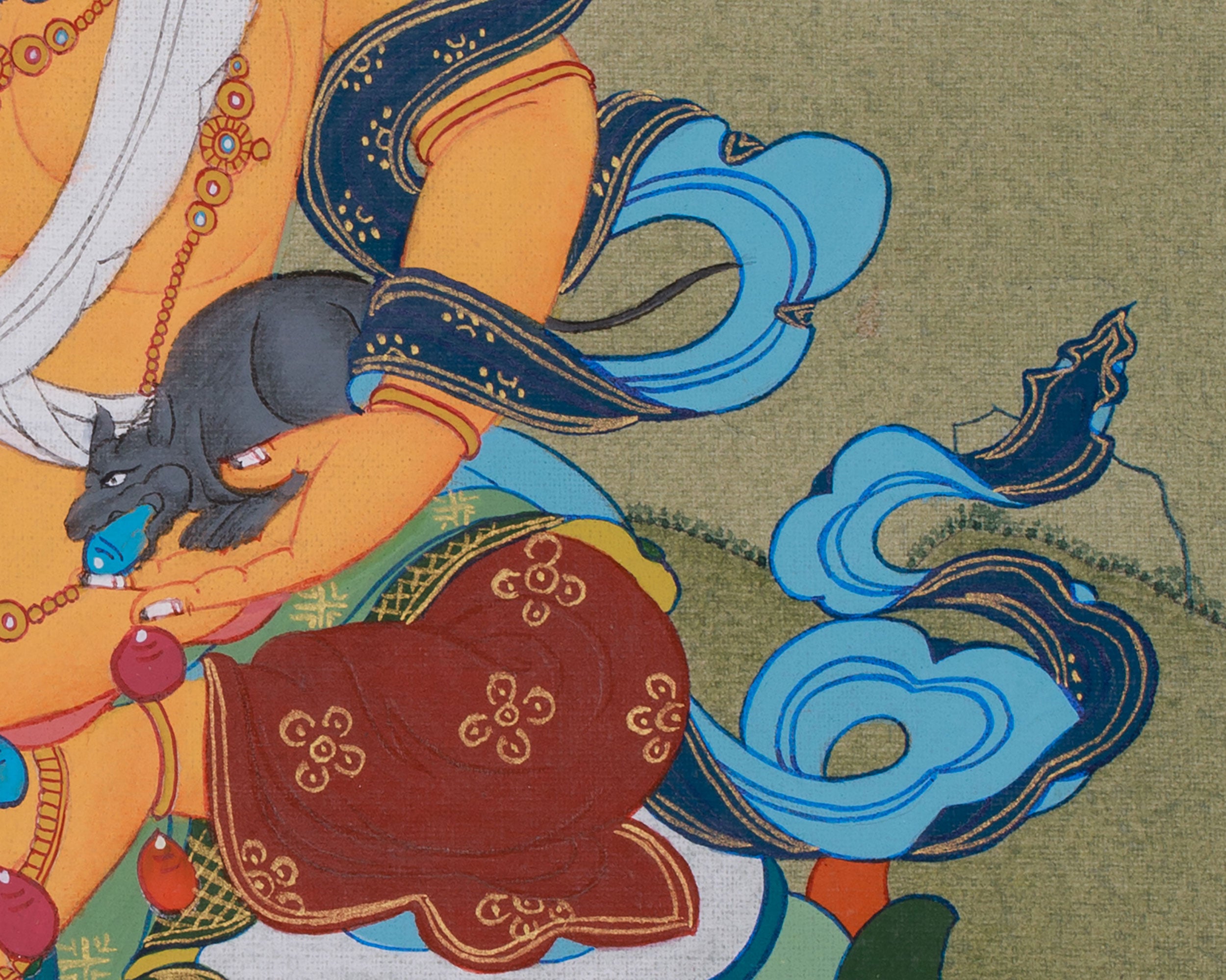Sacred Kuber, Buddhist Wealth Deity | Dzambhala Thangka for Prosperity