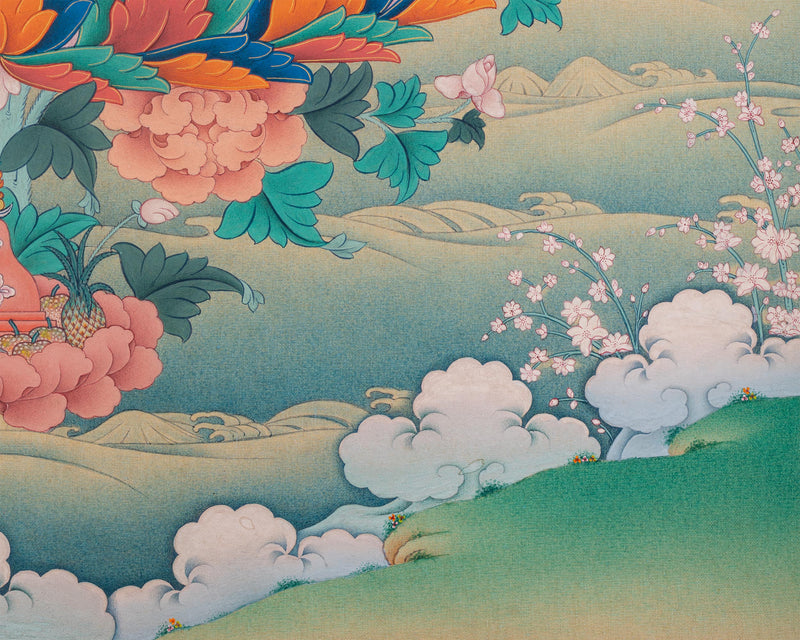 Lotus-Born Guru Rinpoche Thangka | Tibetan Buddhist Masterpiece