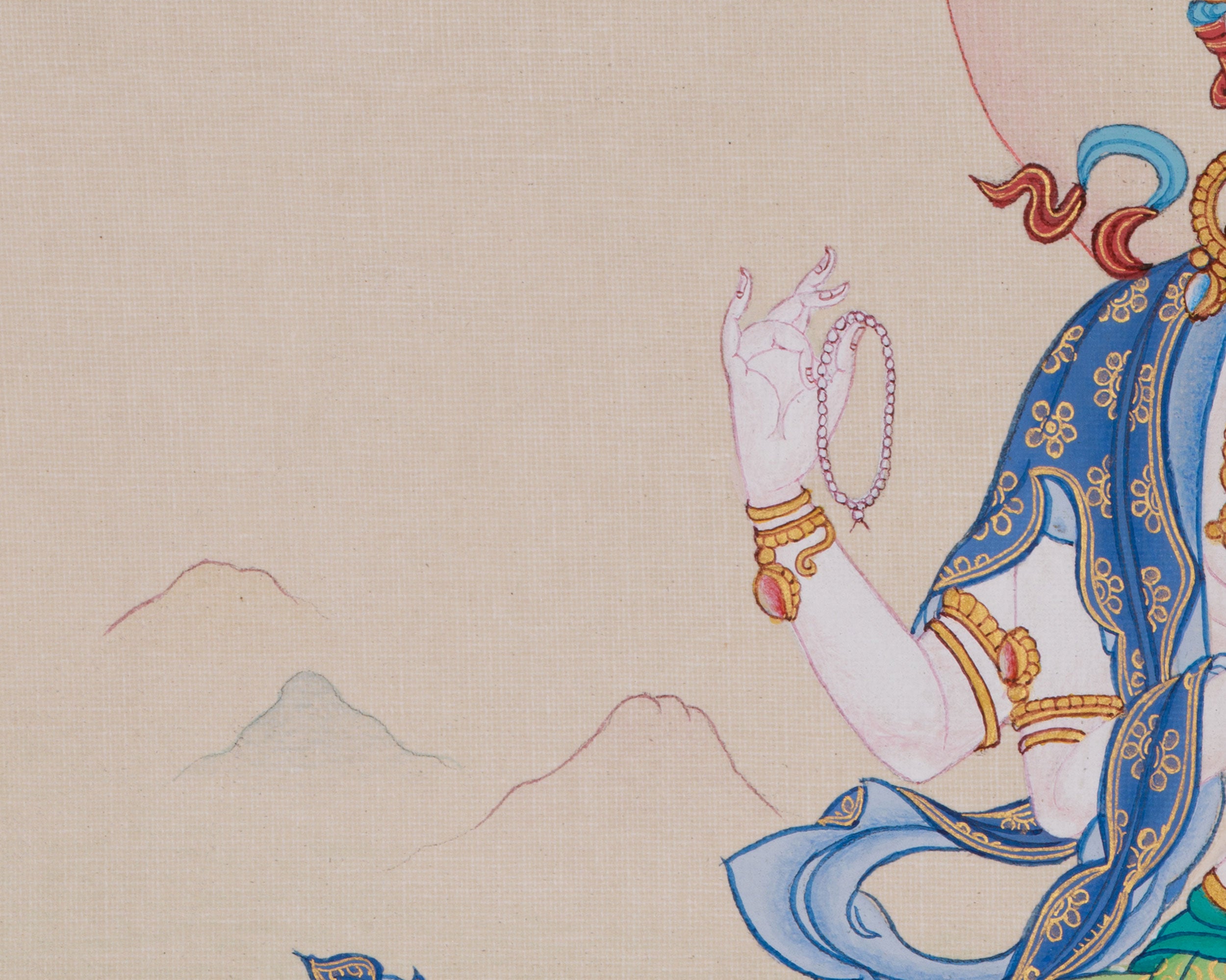 Compassionate Chenrezig Buddha Thangka | Four Armed Avalokiteshvara