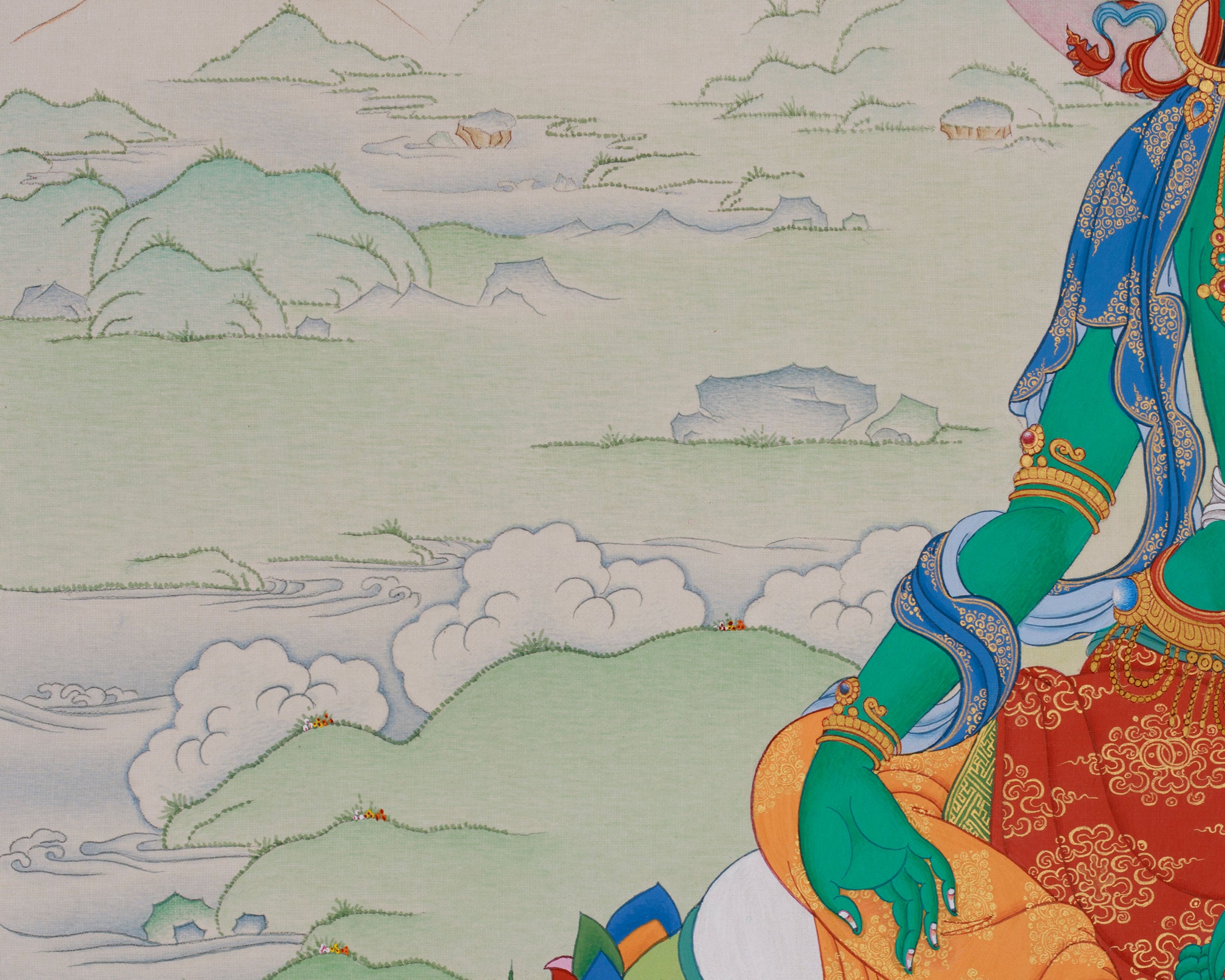 Spiritual Bodhisattva Green Tara Thangka | Mother of Liberation