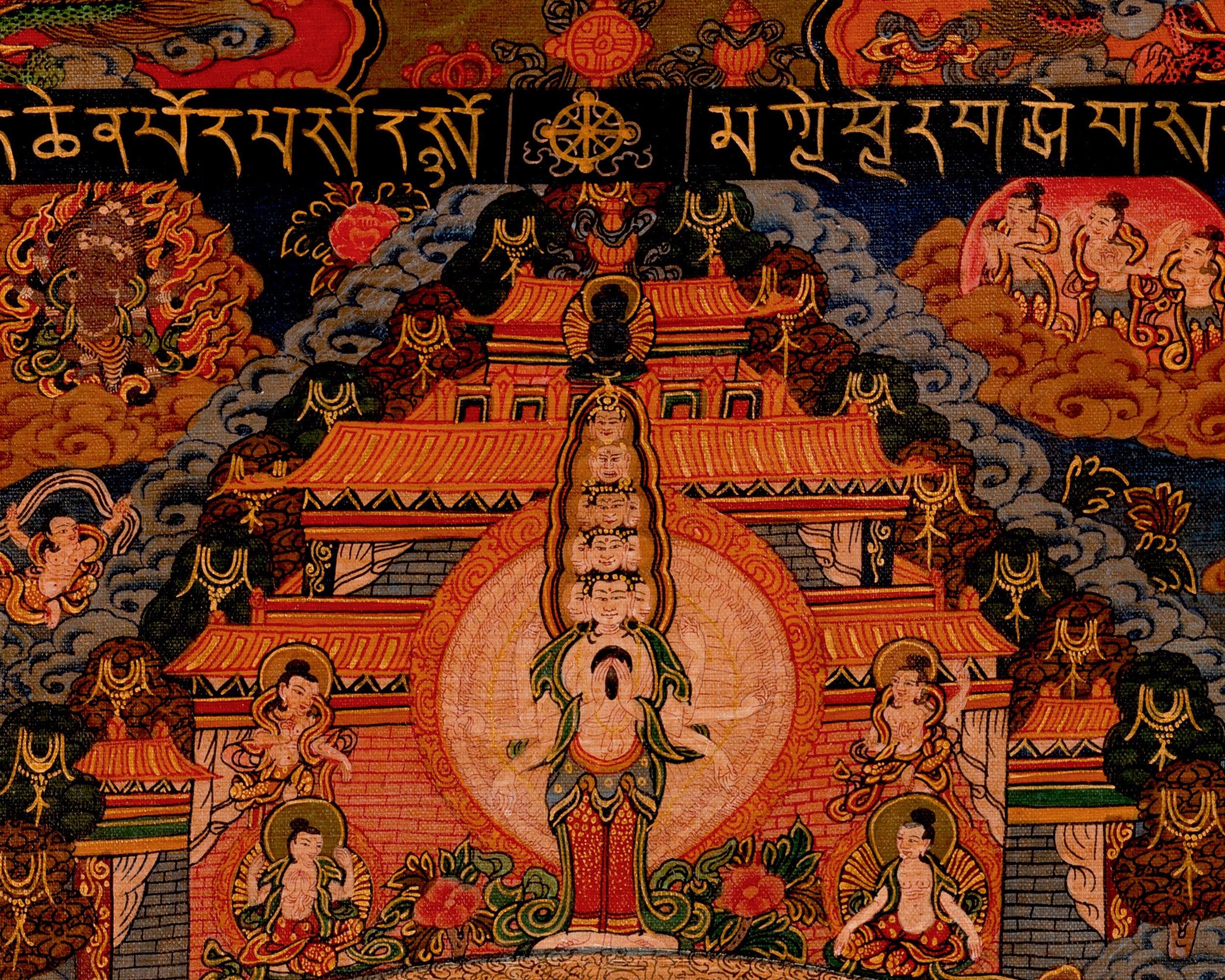 Oil Varnished Bhaisajyaguru Thangka | Traditional Medicine Buddha Mandala