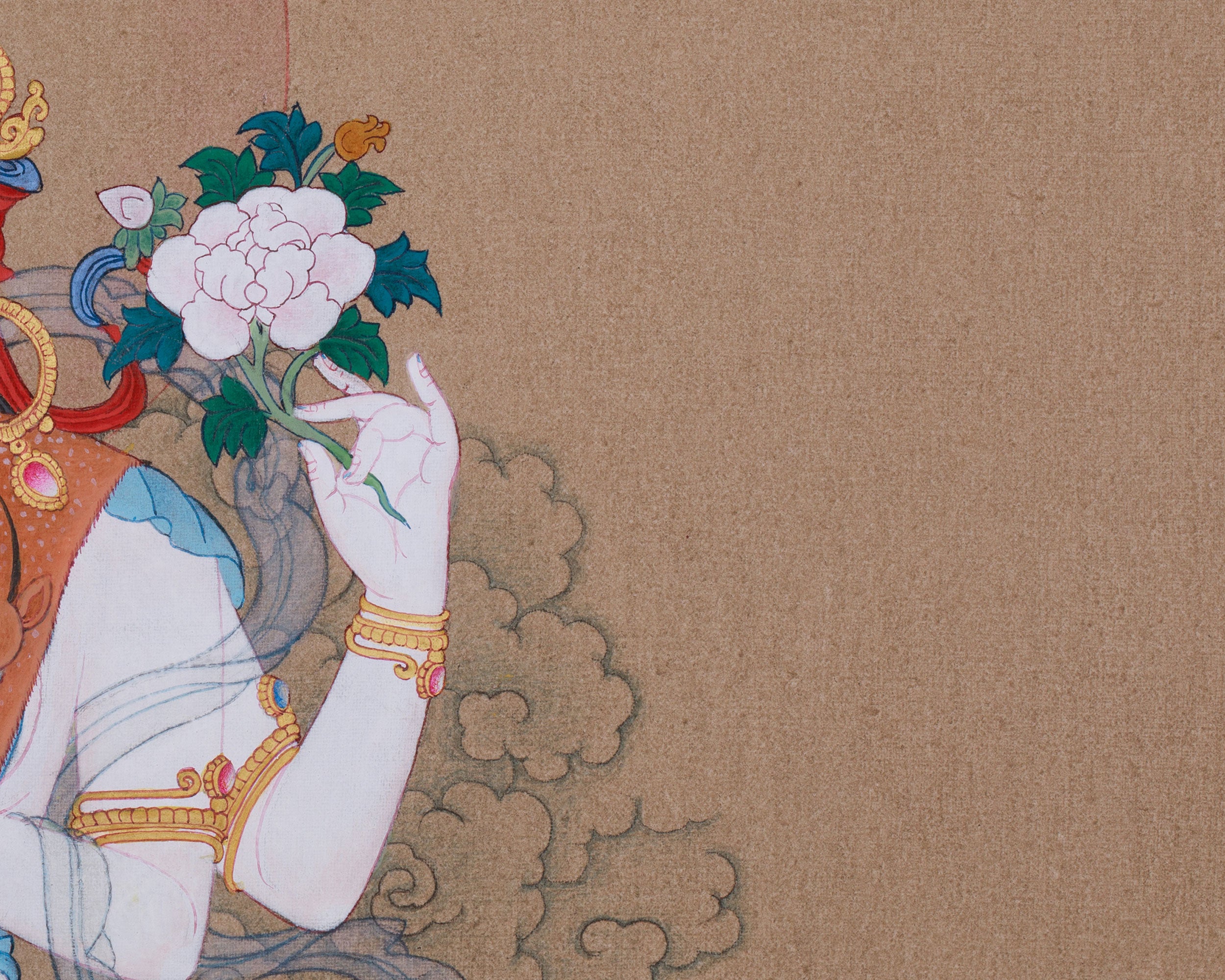 Chenrezig Compassion Buddha Thangka | Symbols of Loving-Kindness and Spiritual Protection