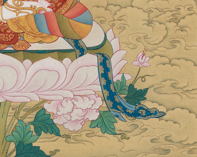 Sacred Vajrasattva Thangka | Purification and Healing Buddha | Natural Stone Colors