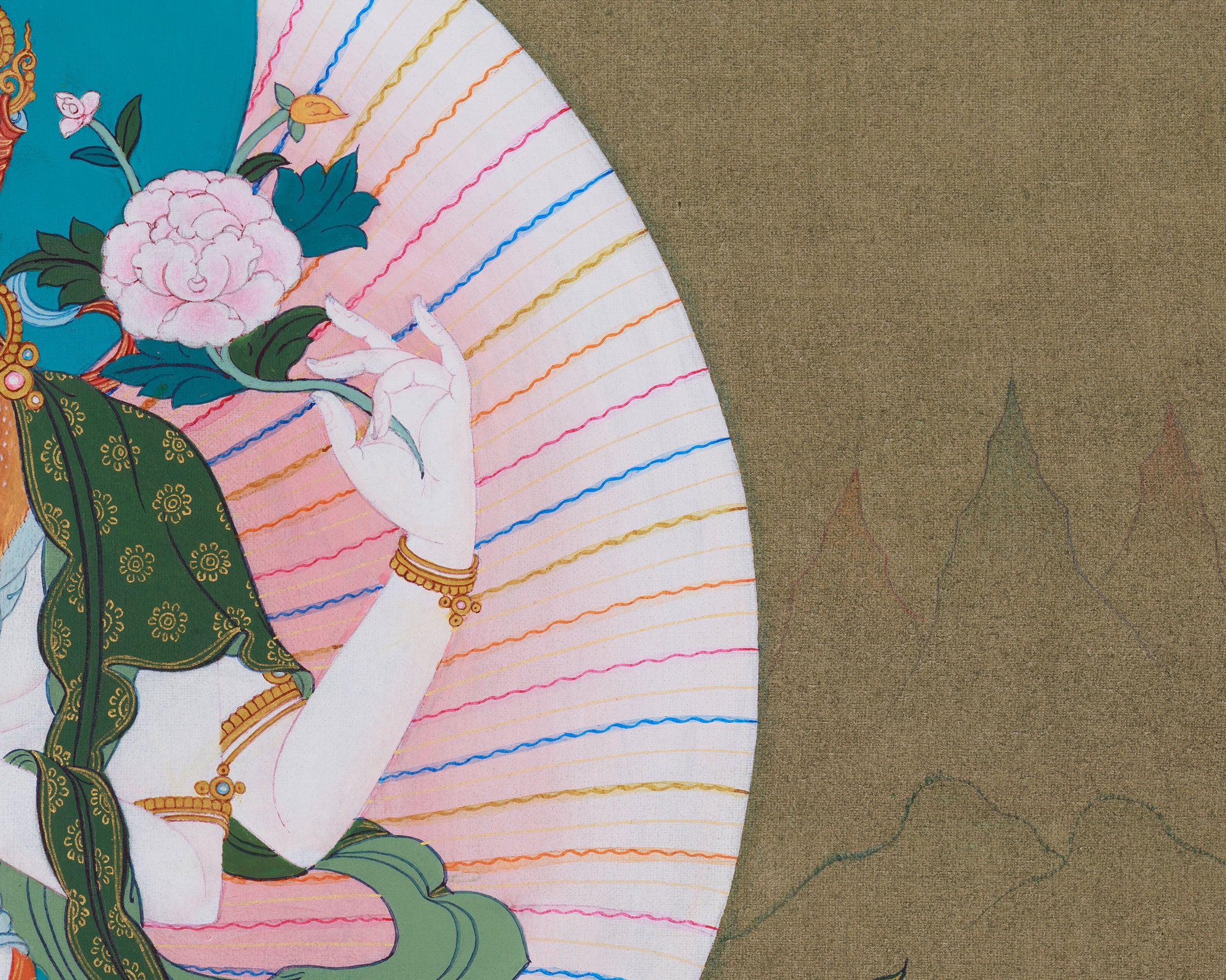 Tibetan Bodhisattva Four Armed Chenrezig Thangka | Buddha of Compassion