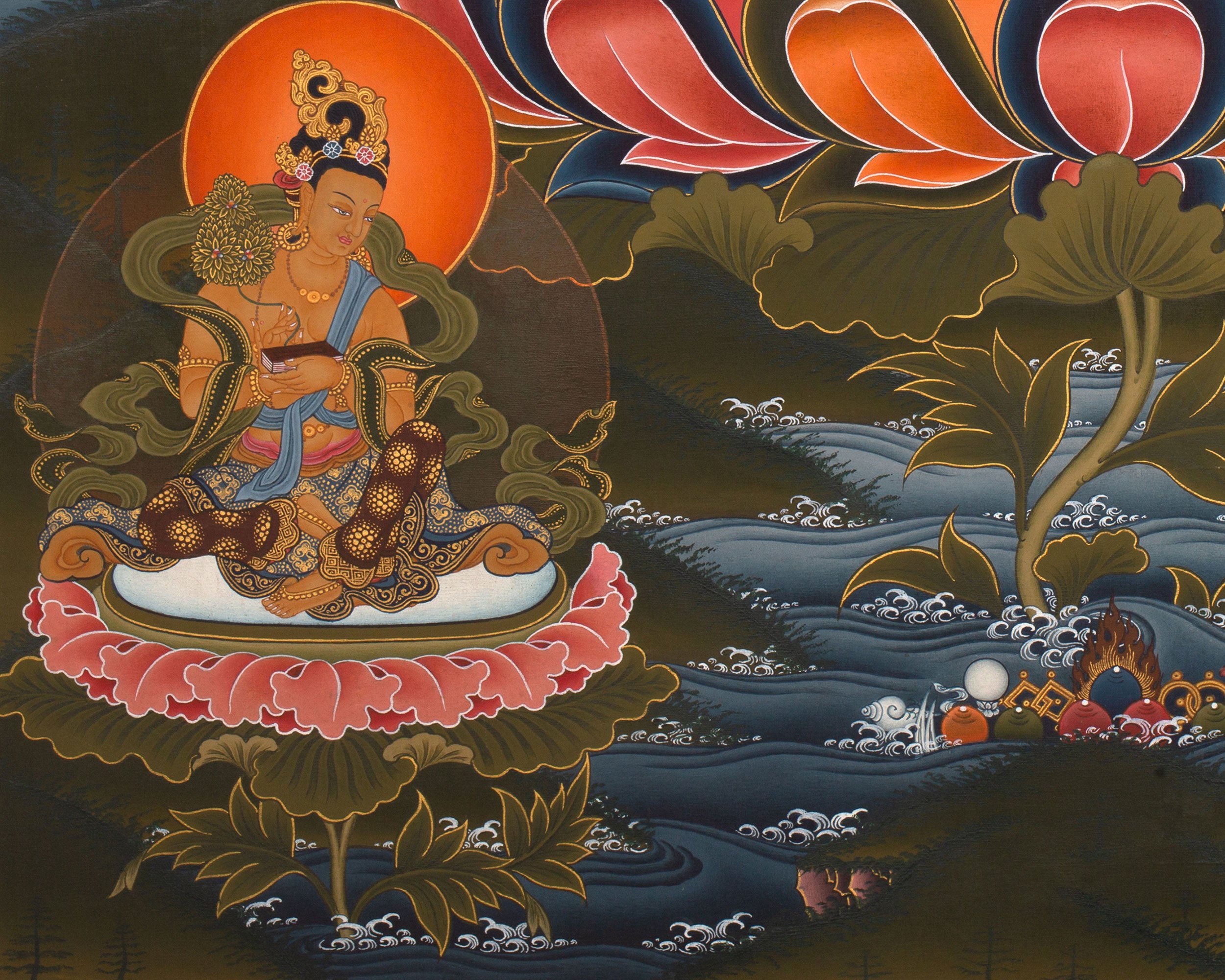Female Bodhisattva White Tara Thangka | The Goddess of Compassion and Long Life