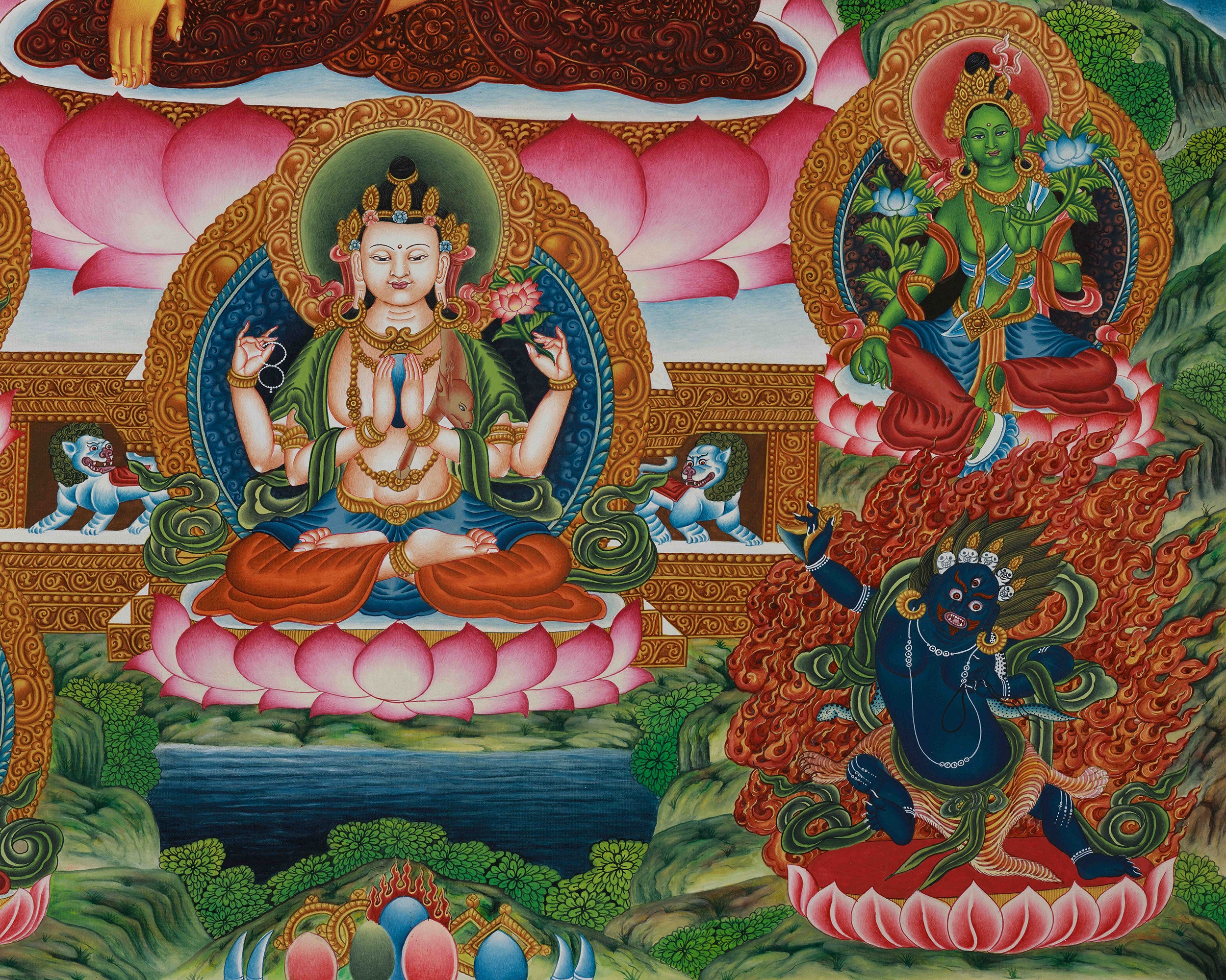 Gotama Buddha Thangka Print | Assembly of Enlightened Deities