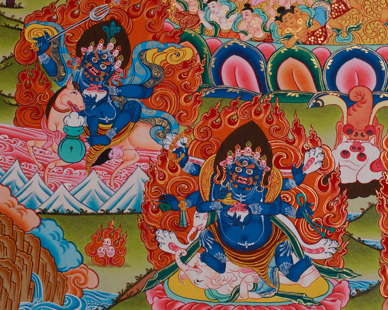 Wrathful Yidam Yamantaka Thangka | The Conqueror of Death | Traditional Tibetan Vajrayana Art