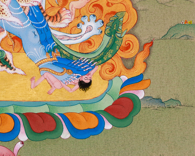 Heruka Vajrakilaya Thangka | Wrathful Deity Yab Yum Art