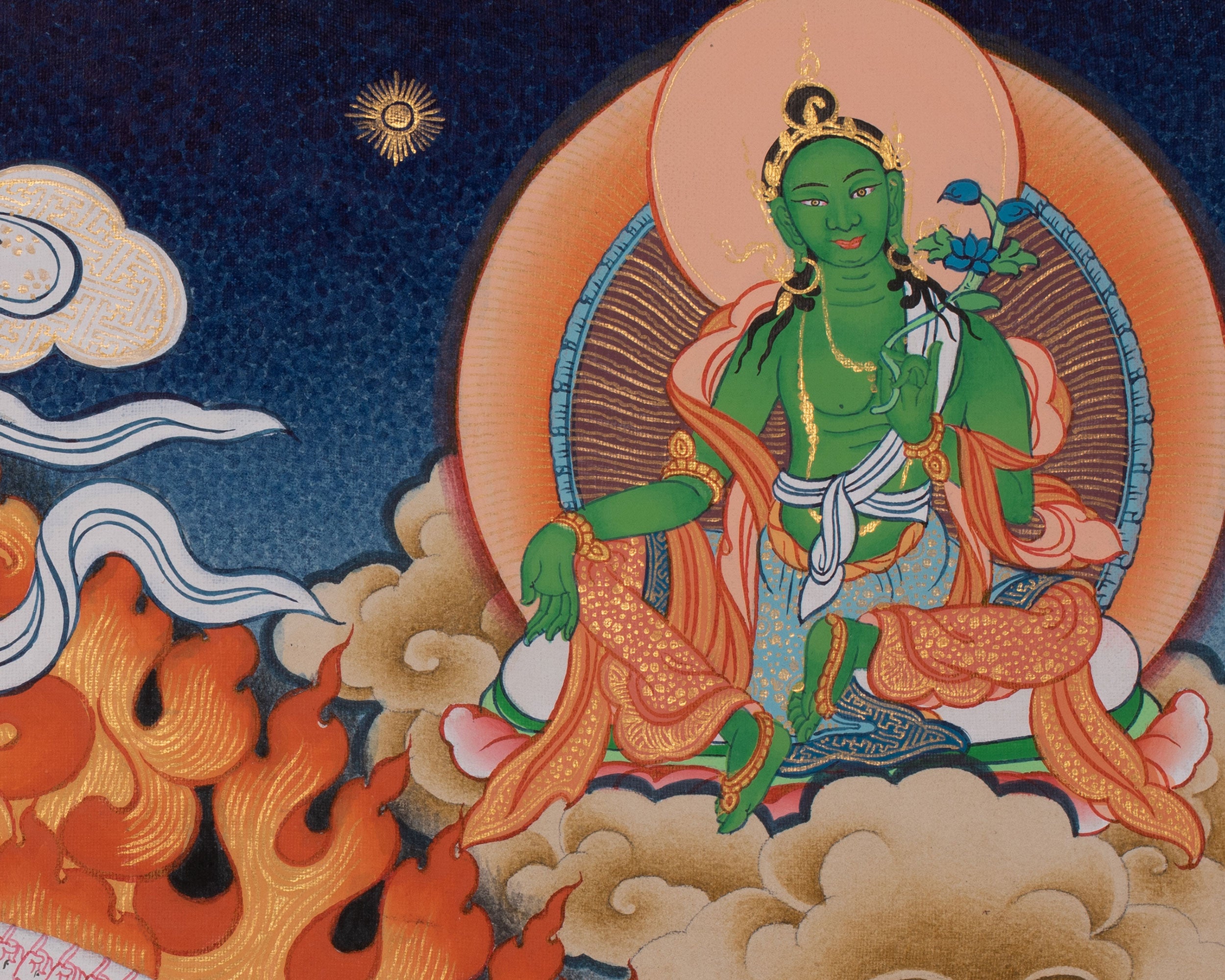 1000-Armed Dukkar Thangka | Tibetan Guardian Deity