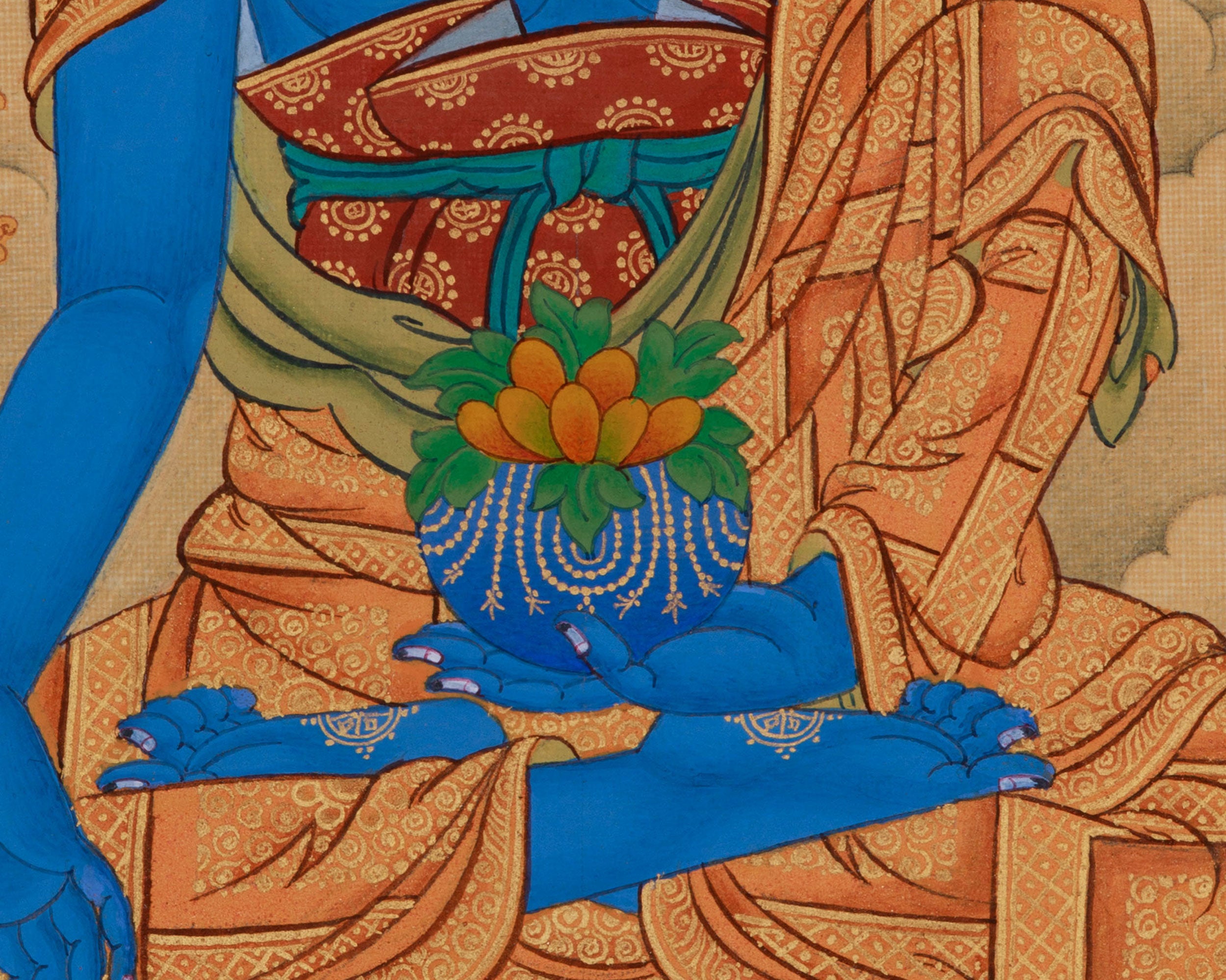 Buddhist Healing Deity, Bhaisajyaguru Thangka | LHASA HUES