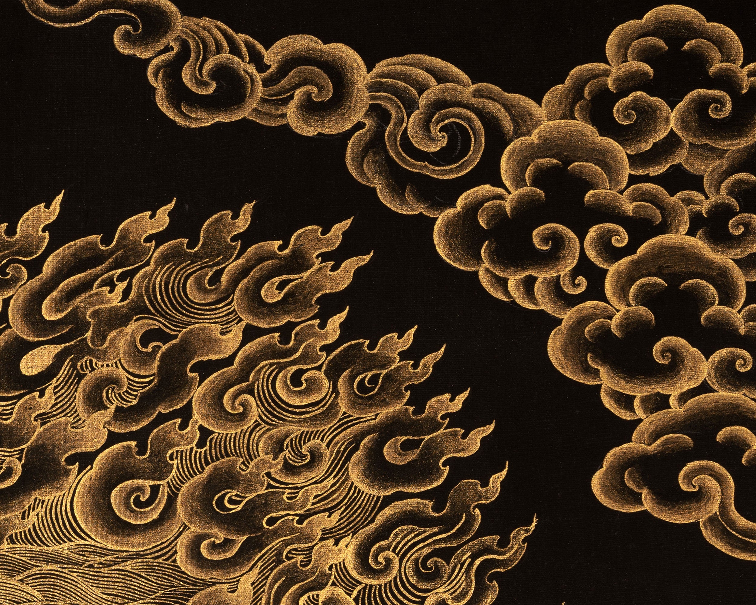 Black and Gold Fierce Vajrapani Thangka | Protector of the Dharma