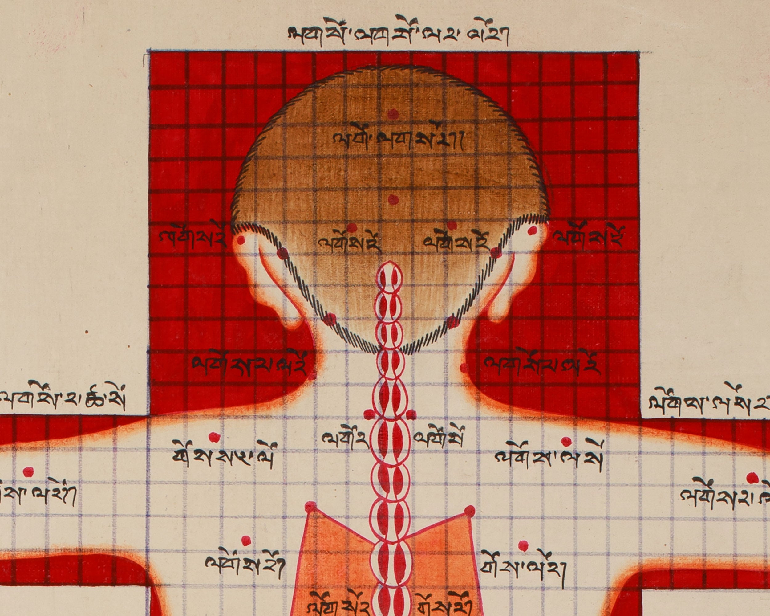 Human Anatomy Thangka | Posterior View of Healing Points