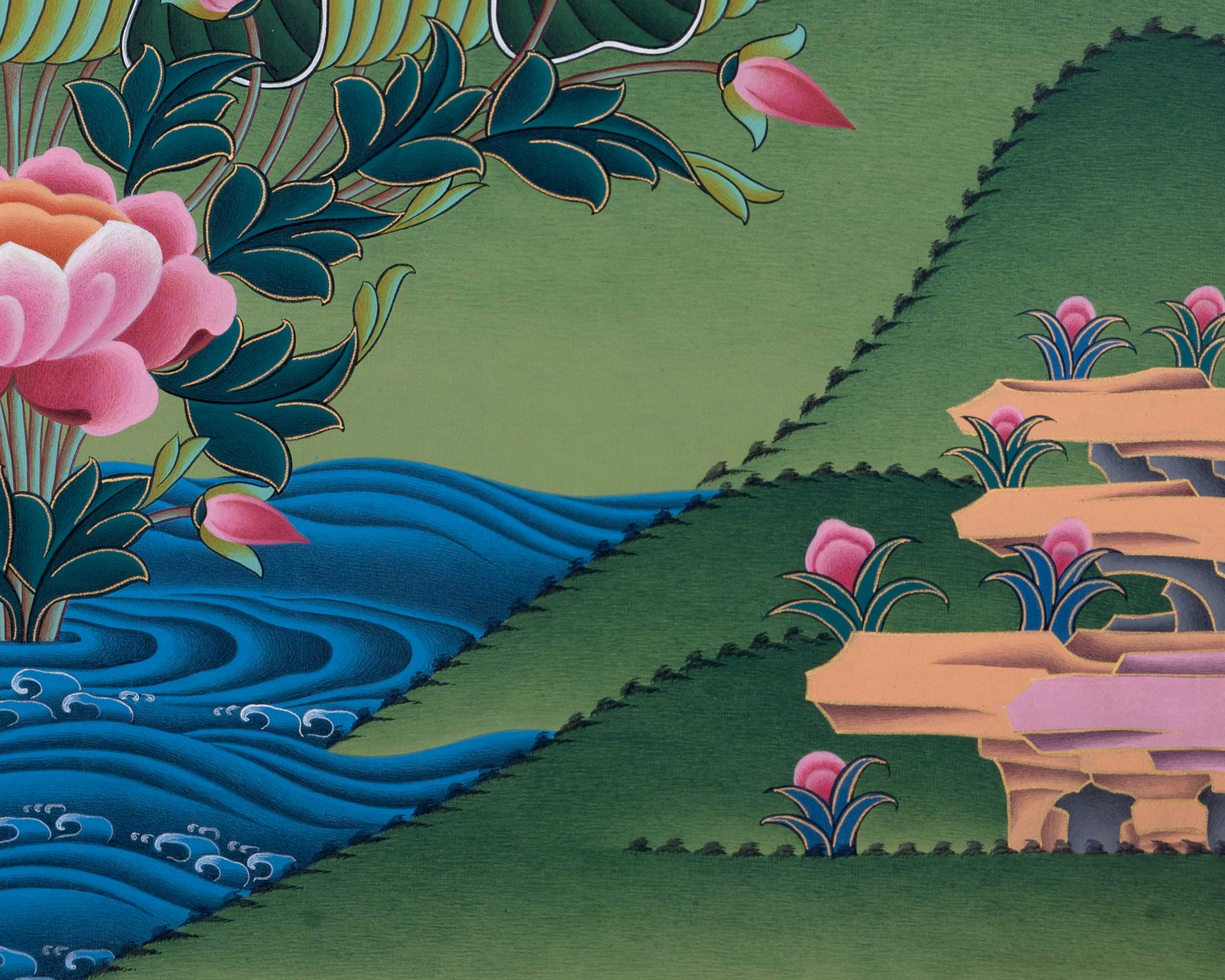 Female Bodhisattva Tara | Green Tara Thangka | Wall Decoration Art