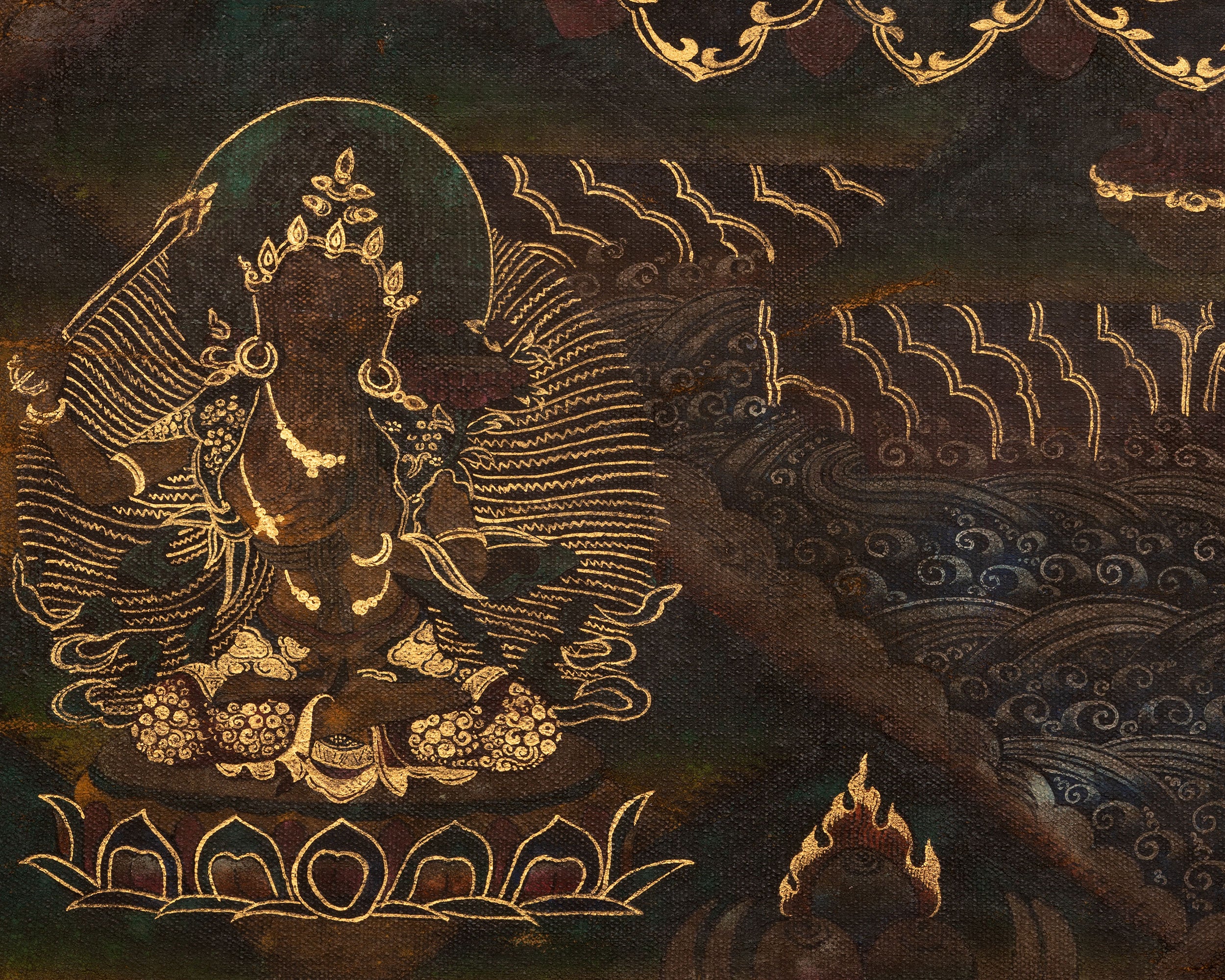 6-Armed Dharmapala Mahakala | Vintage Tibetan Thangka Painting