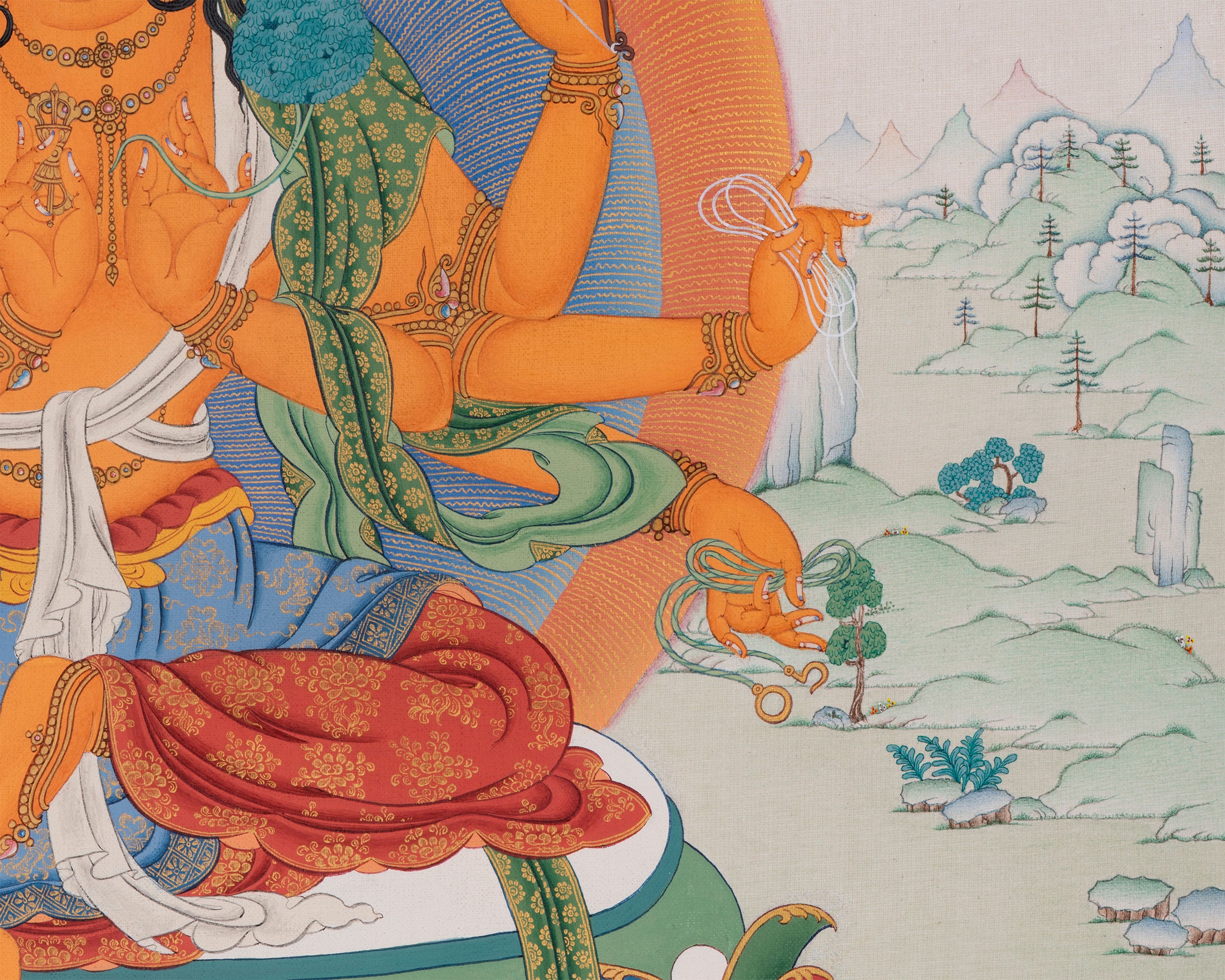 Goddess Marichi Thangka Print | Eight Armed Protector Deity | Canvas print