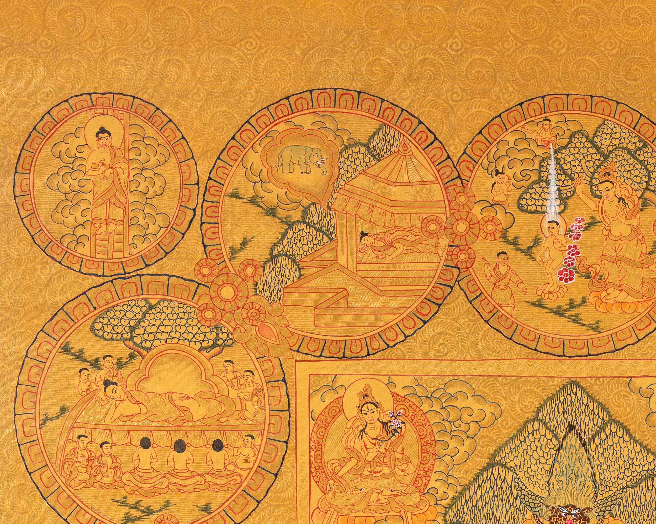 Original Hand-Painted Buddha Life Story | Spiritual Journey Artwork