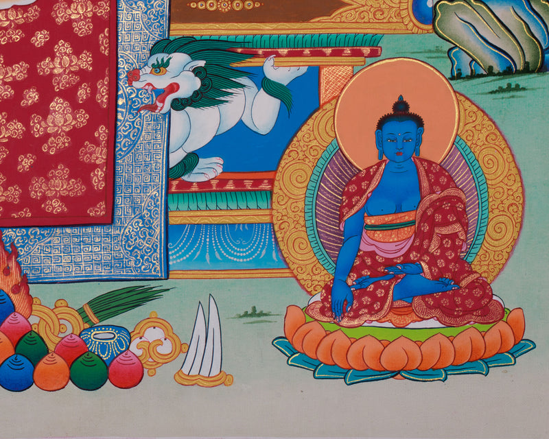 Five Wisdom Buddhas Thangka | Sacred Tibetan Art of Enlightenment & Transformation